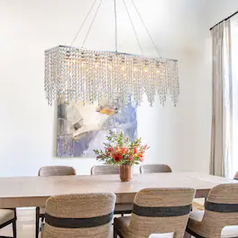 Siljoy - 8 Lights Modern Linear Rectangle L40, Pendant Lighting for Dining Room & Kitchen Island - Silver