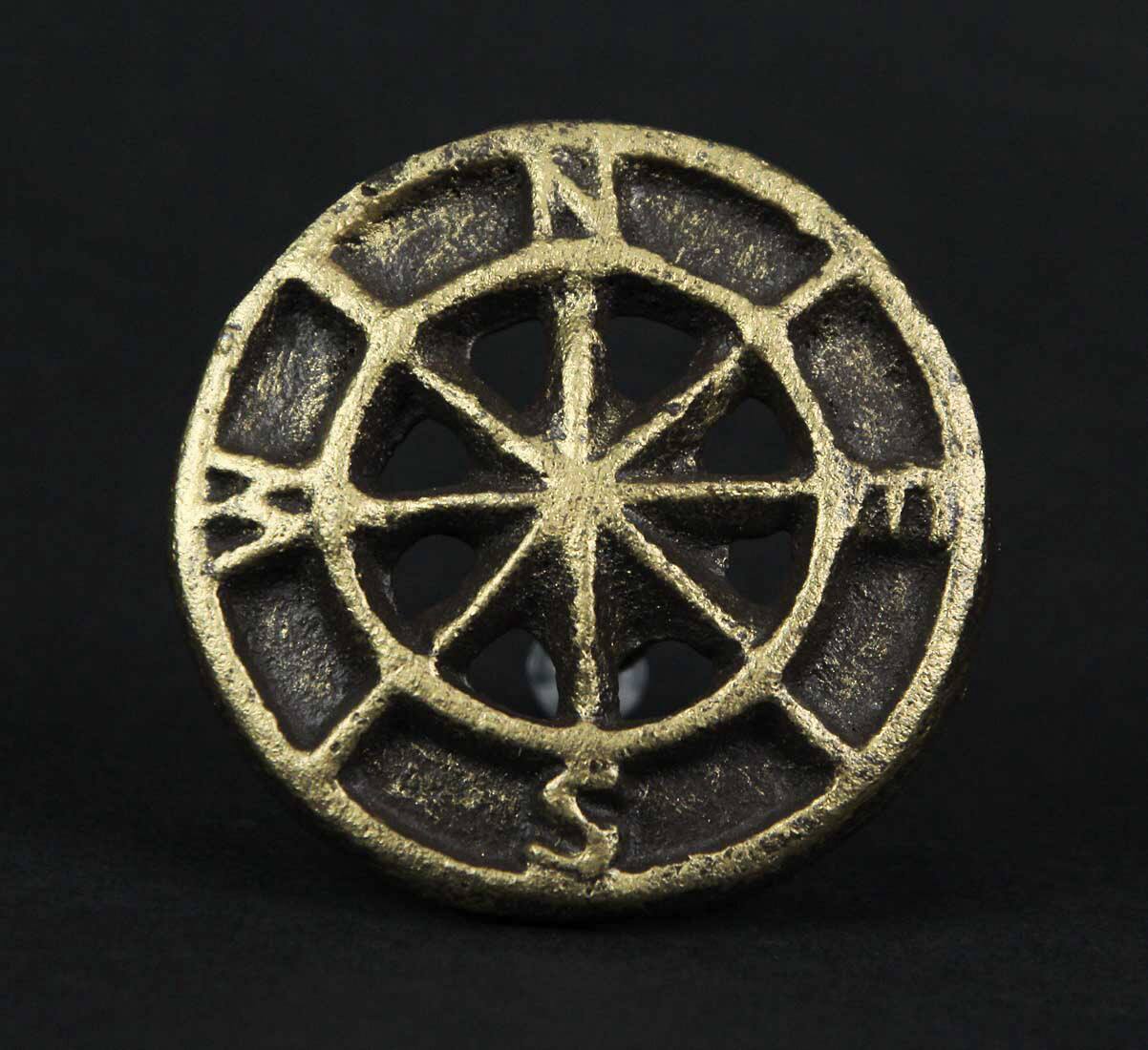 Alt View 5. Zeckos - Set of 12 Bronze Cast Iron Cabinet Hardware Knob Compass Rose Drawer Pull Handle - Bronze.