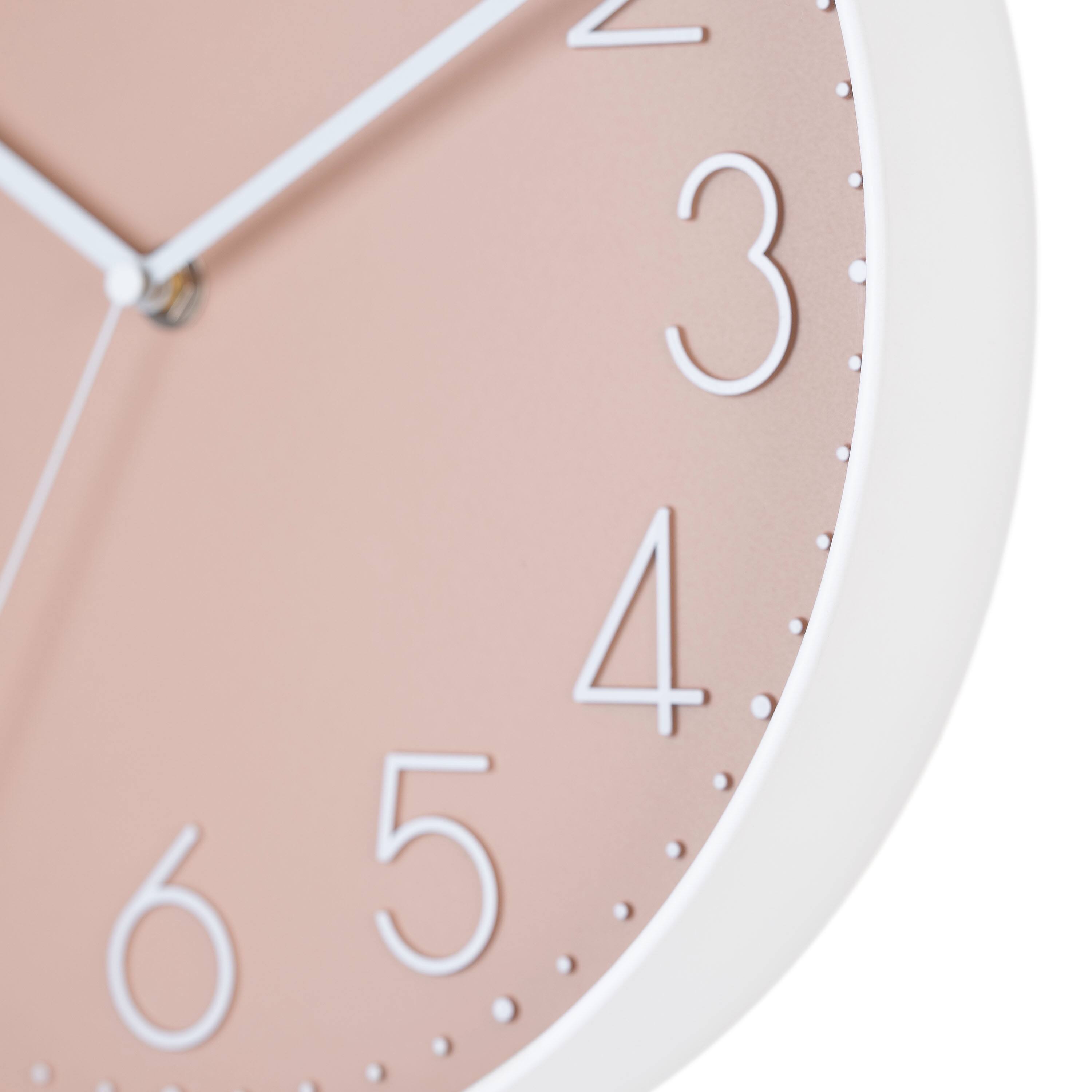 Angle. La Crosse Clock Co. - 12 Inch Paxton Peach Silent Sweep Analog Quartz Wall Clock - Peach.