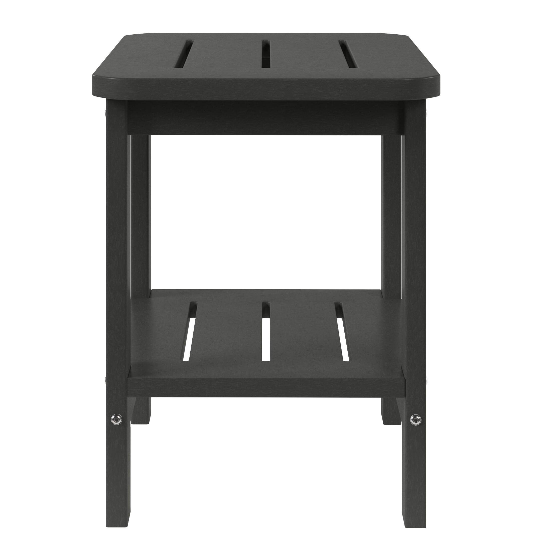 Front. WestinTrends - WestinTrends Aruba 2-Tier Outdoor HDPE Modern Adirondack Square Patio Side Table - Gray.