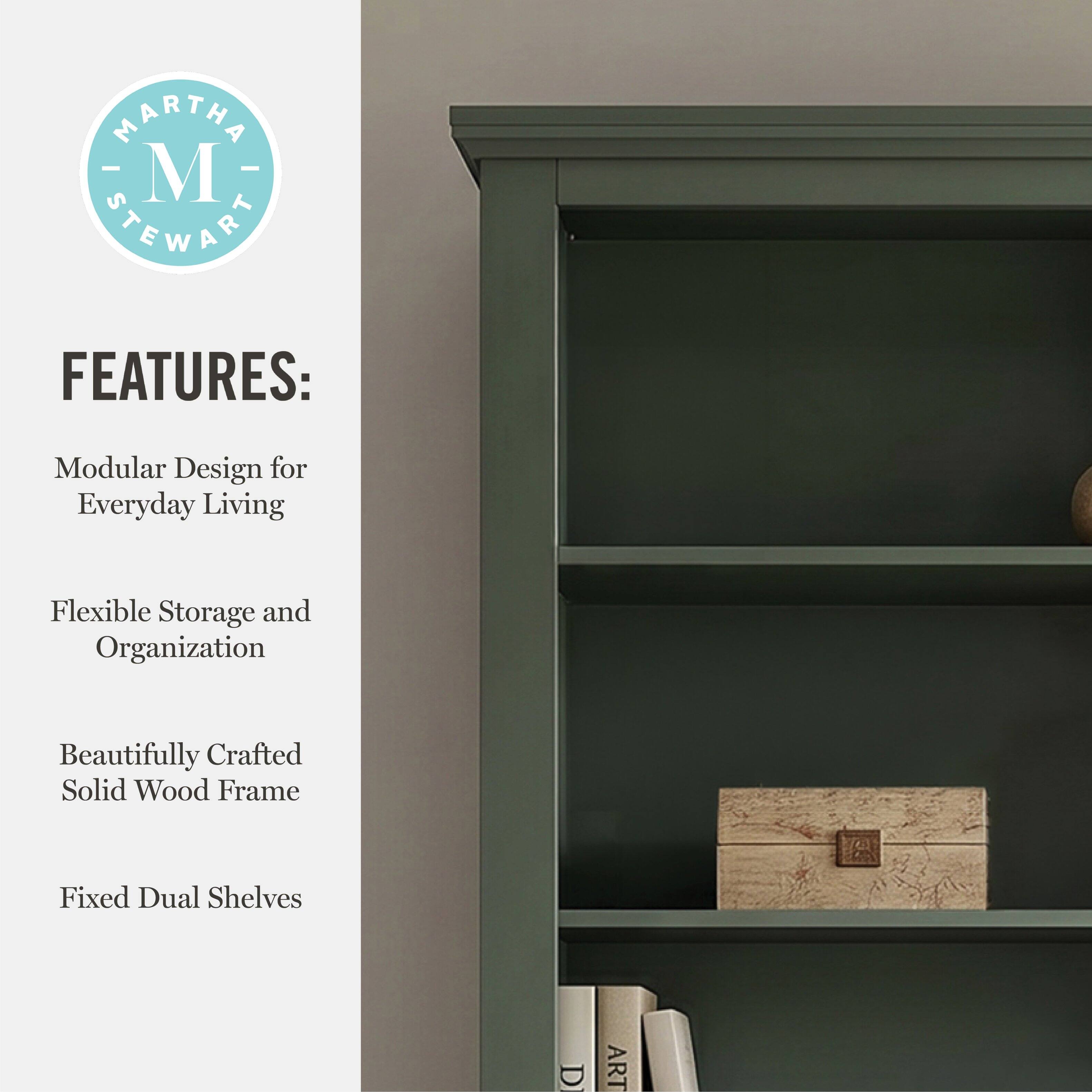 MARTHA - M STEWART FEATURES: Modular Design for Everyday Living Flexible Storage and Organization Beautifully Crafted Solid Wood Frame Fixed Dual Shelves