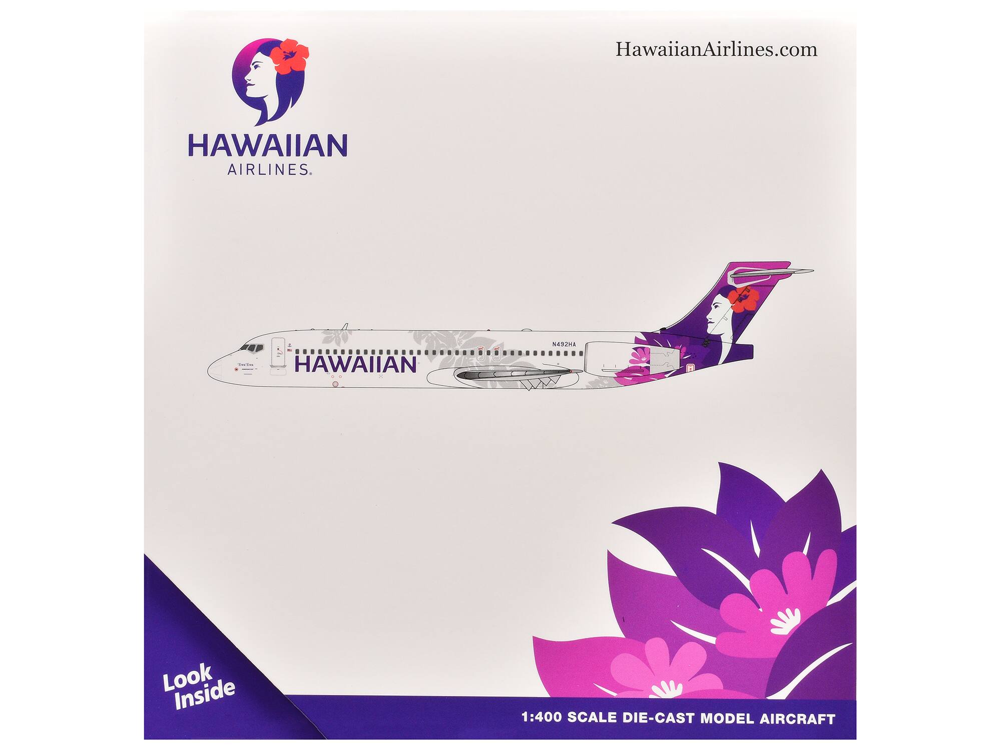 Hawaiian Airlines  
HawaiianAirlines.com  

1:400 Scale Die-Cast Model Aircraft  

Look Inside  

N492HA
