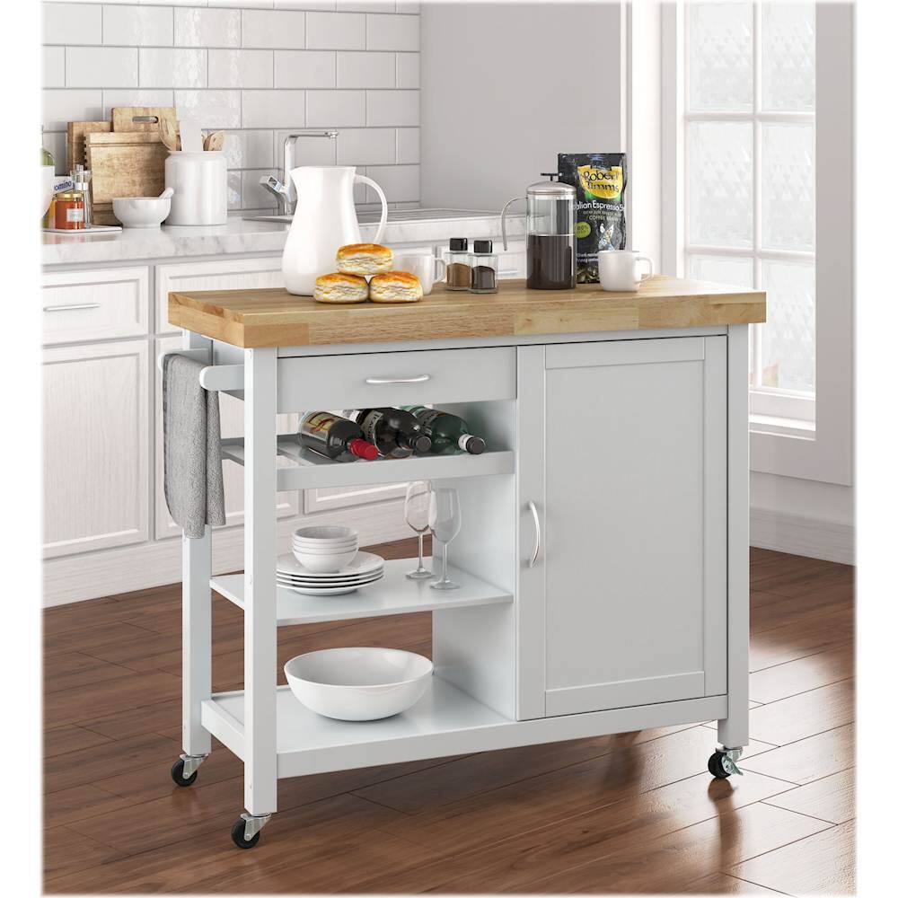 Best Buy: Click Decor Denver Kitchen Cart White FUBC10044A