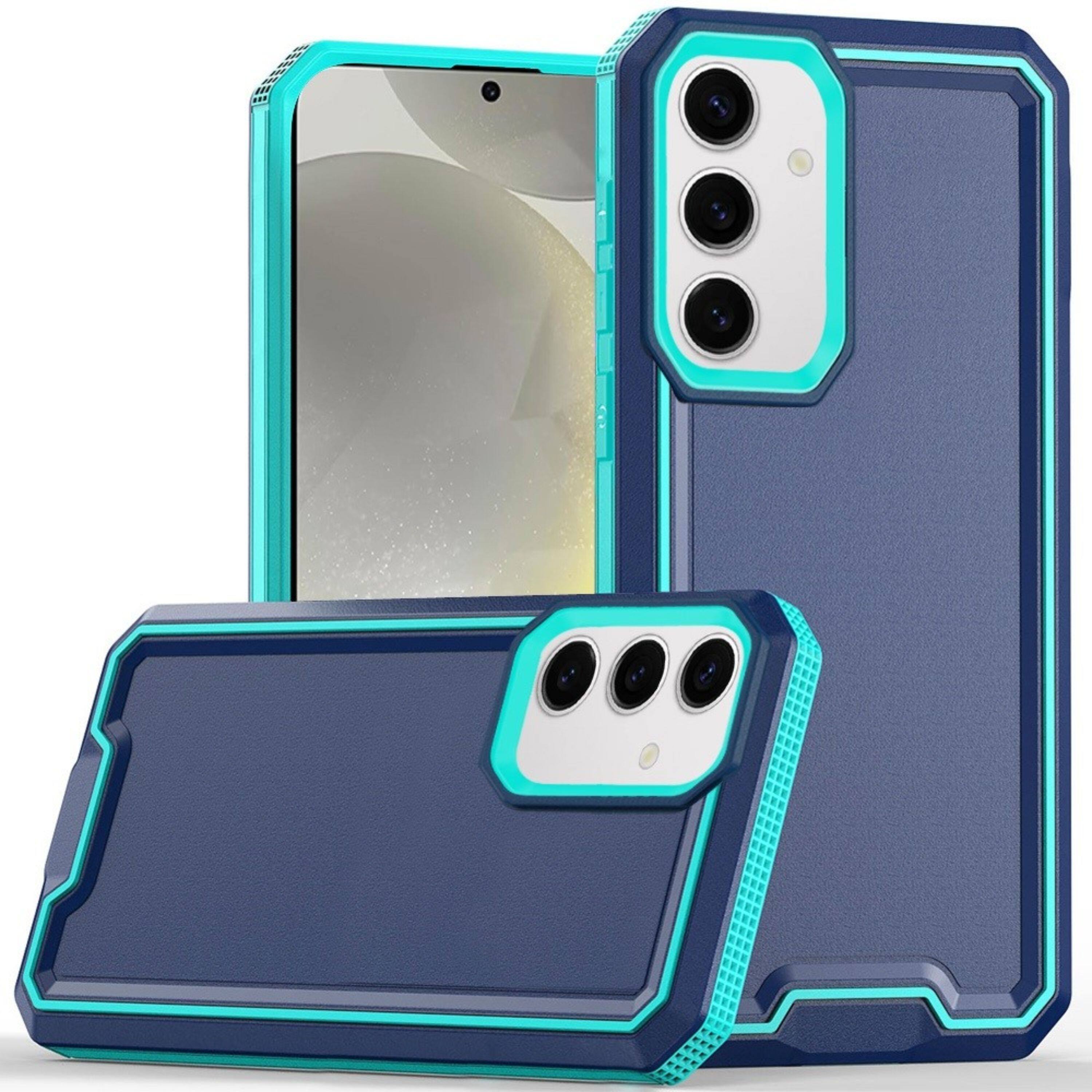Front. Kitcheniva - Rugged Strong Fused Hybrid Cover Plus Tempered Glass For Samsung S25 Plus/S24 Plus Blue - Blue.