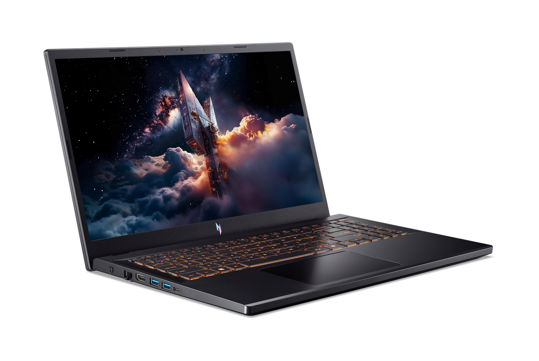 Angle. Acer - Nitro V 15.6" FHD IPS Gaming Laptop ANV15-52-73D8 Intel Core i7-13620H 165Hz NVIDIA GeForce RTX 5060 16GB RAM 1TB SSD - Black.