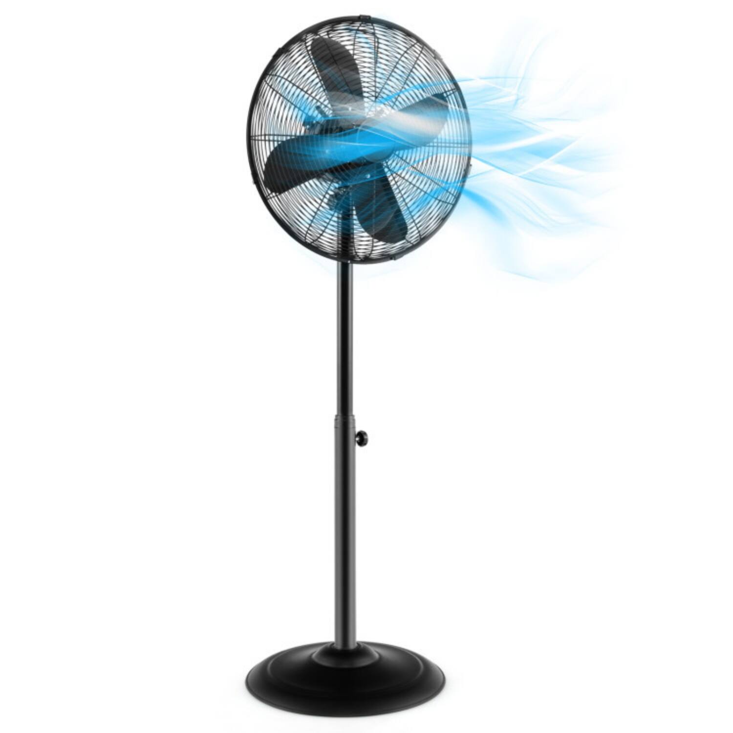 Alt View 5. LUCKY ONE - 16 Inch Freestanding Oscillating Pedestal Fan with 3 Speeds & Adjustable Height - Black.