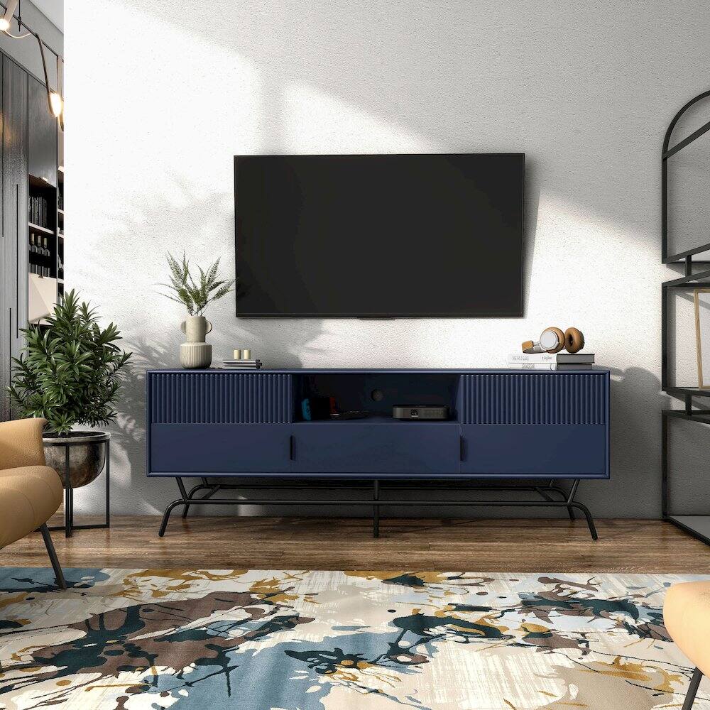 Alt View 3. Furniture of America - Yaztra TV Stand Fits TV's up to 65 in. with 3 Drawers - Blue.