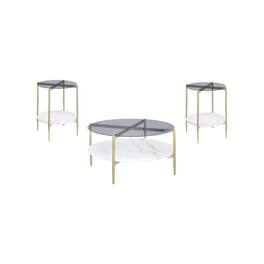 Coaster Co. of America - Jonelle 3-piece Round Coffee and End Table Set Gold - Gray