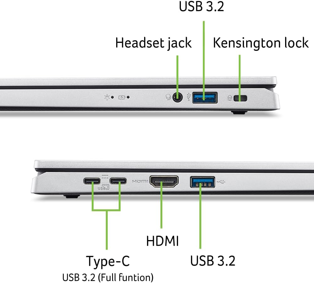USB 3.2  
Headset jack  
Kensington lock  

USB 3.2  
Type-C  
USB 3.2 (Full function)  
HDMI