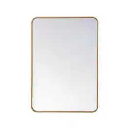Elegant Decor - Soft corner metal rectangular mirror 27x36 inch - Brass