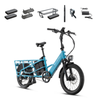 Lectric eBikes - XPedition2 Dual-Battery Long-Range eBike (Max 170mi/28mph) + XL Pannier Bags/Orbitor/Headlight/Boards/Seat Post/Cushions - Raindrop Blue - Front_Zoom