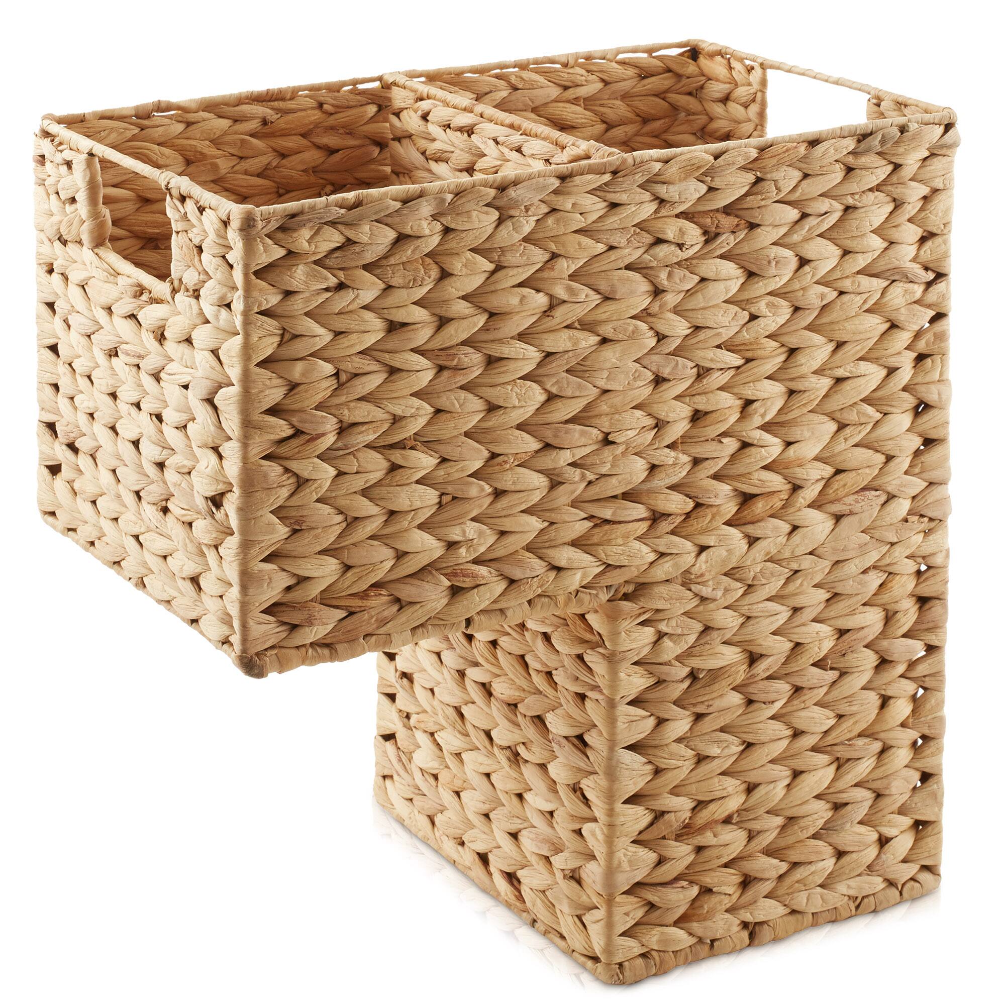 Alt View 2. Casafield - Stair Basket w/ Handles for Staircases - Woven Organizer Bin for Steps - Natural - Hyacinth.
