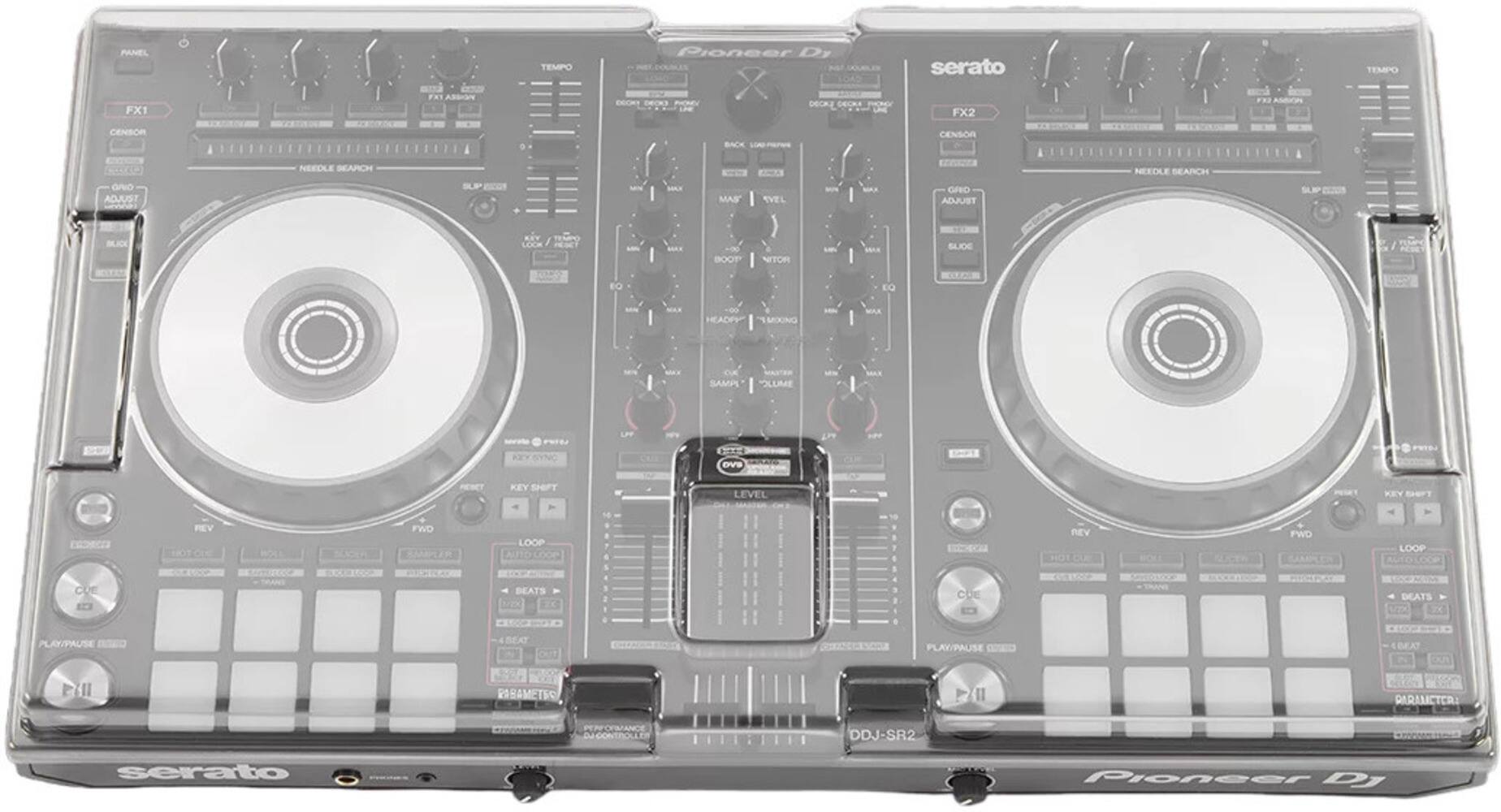 PANEL TEMPO  
Pioneer D1  
TEMPO FX1  
FNS  
DE FX2  
CENSOR  
BACK CENSOR  
ADJUST NEEDLE SEARCH  
MAX MAS EVEL GRIOD  
ADJUST NEEOLE SEARCH  
BLICE LOCK BOOT WTOR SLIDE  
EQ HEADPY EMOONG SAMPI  
VOLUME  
XY TN oVS RESET  
KEY SHFT LEVEL KEY REV FWD LOOP  
AUTO LOOP  
CUE BEATS O/EK  
DE 3  
CDE BEATS PLAY/PAUSE  
4 DEAT PLAY/PAUSE  
4BEX  
PILL RABAMETES  
PARAMETER CONTROLLER  
DDJ-SR2  
serato  
Pioneer D1