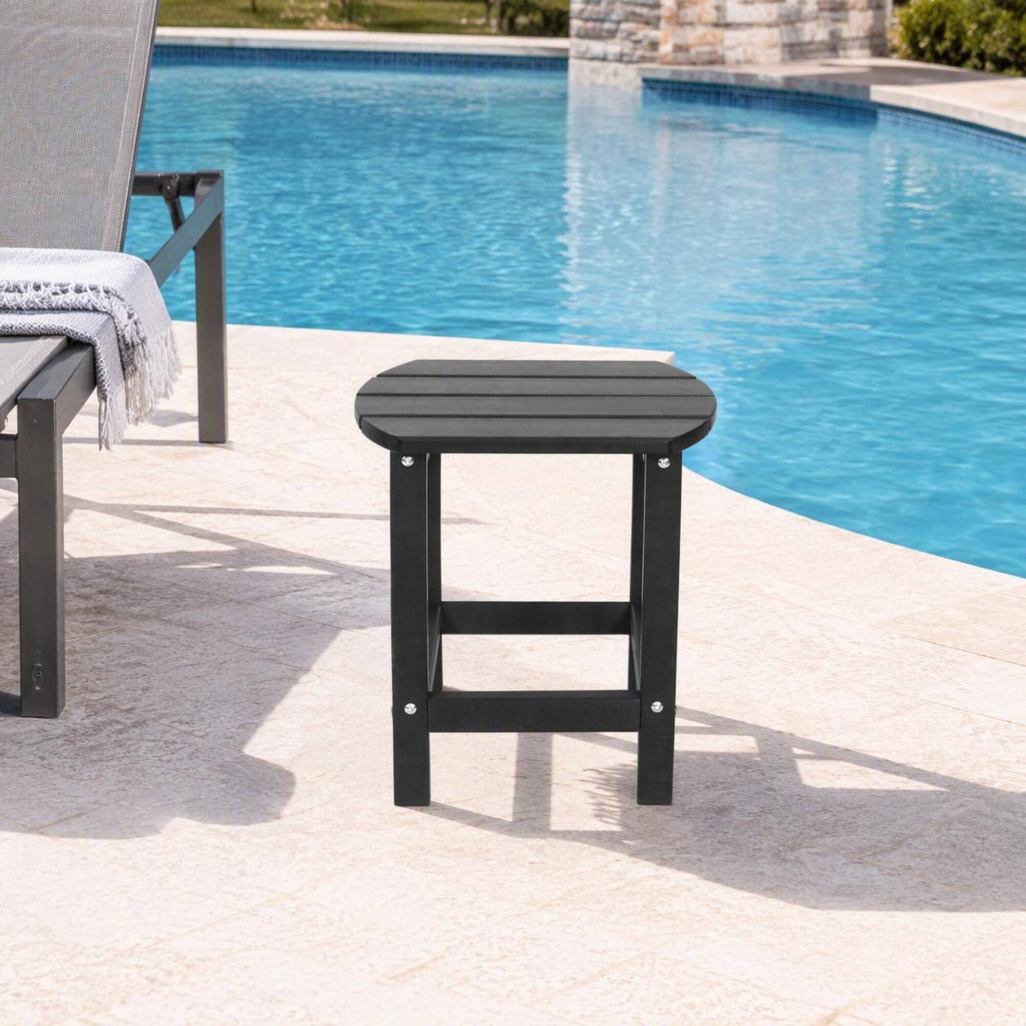 Alt View 1. RYHNUYNE - Outdoor Side Table,Patio End Table, Small Accent Side Table for Backyard Pool Porch Garden Lawn - Black.