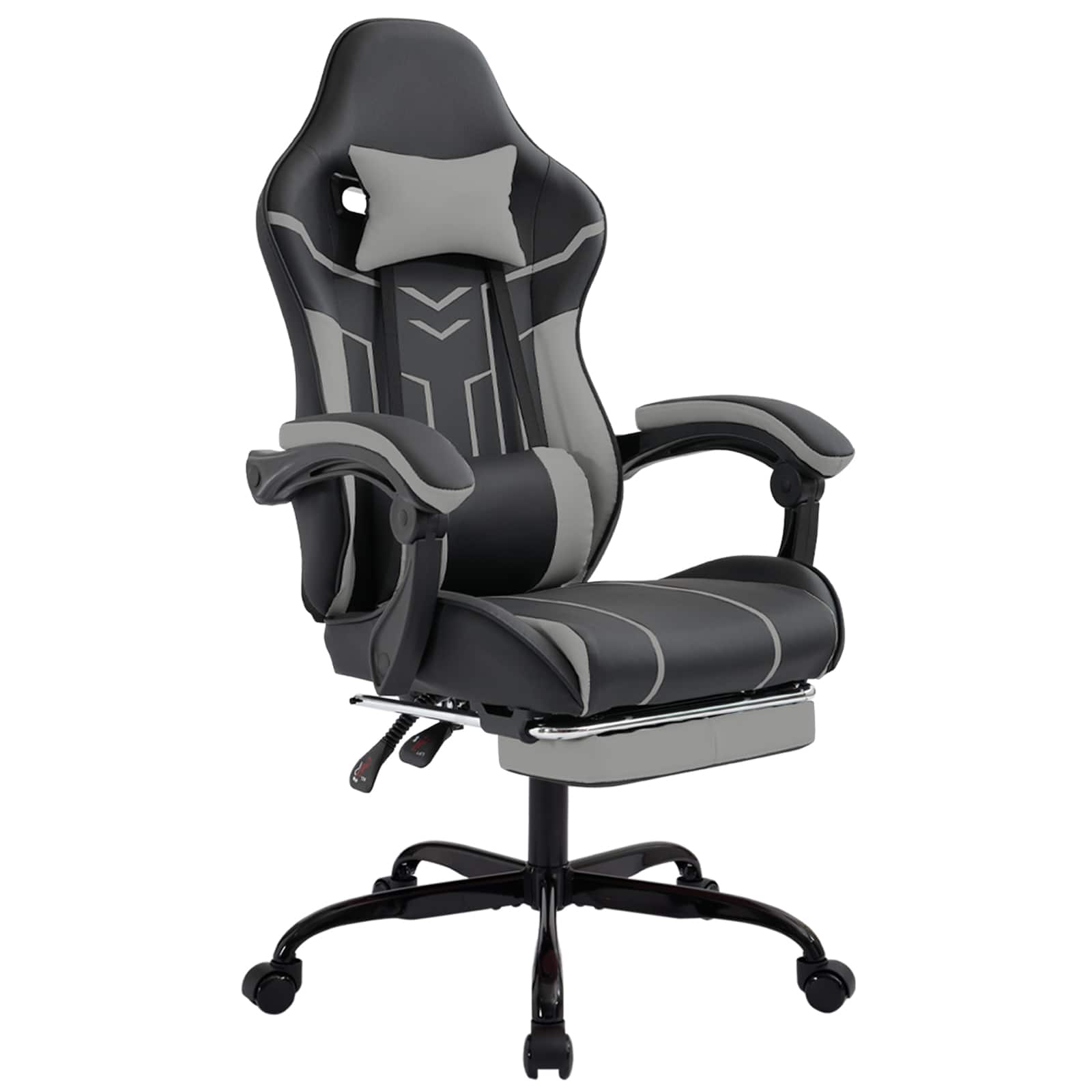 LUCKY ONE - Multi-Functional Leather Gaming/Office Chair - Black/Grey