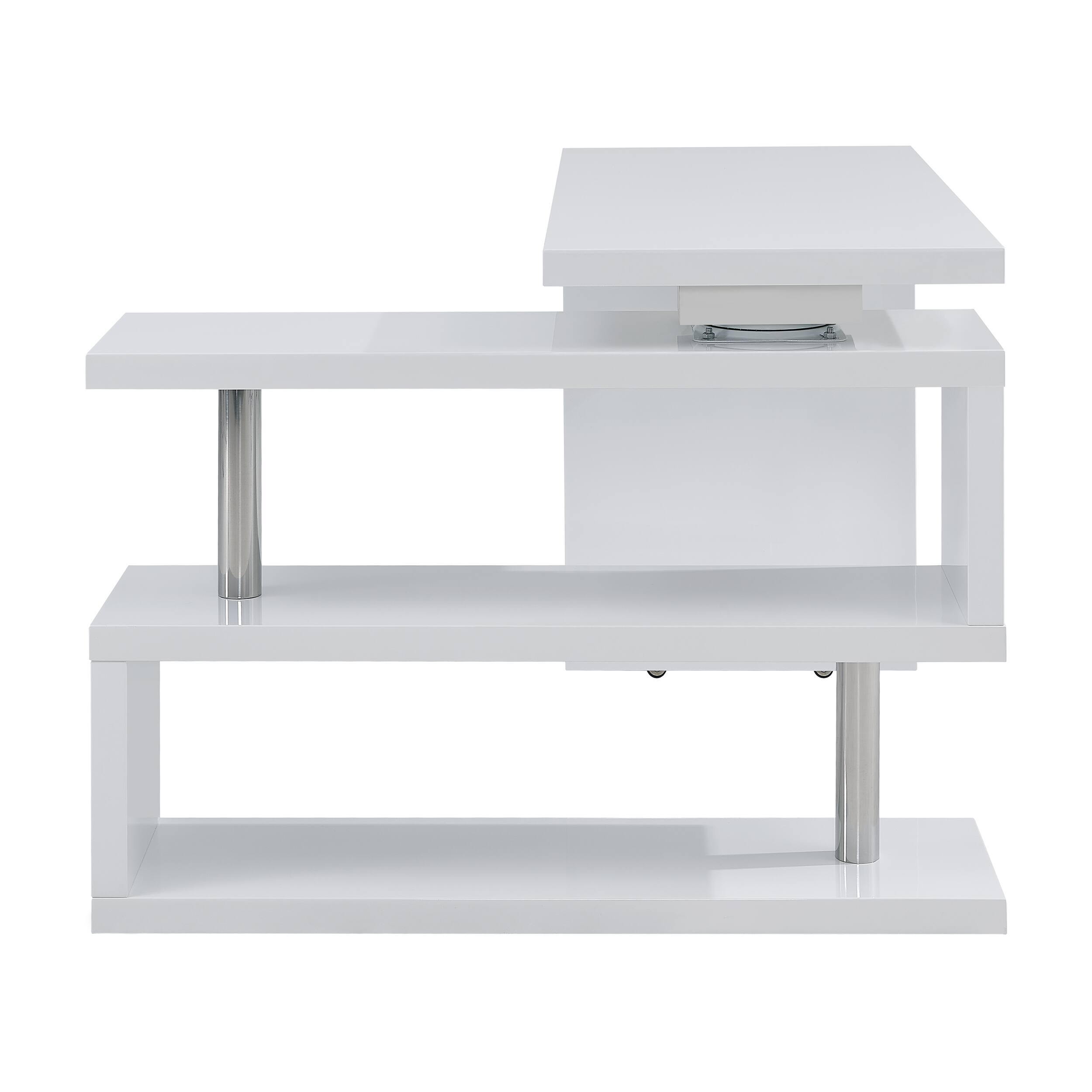 Alt View 2. TinyHomie - Yates Multifunctional Corner L Desk with Shelves - White.