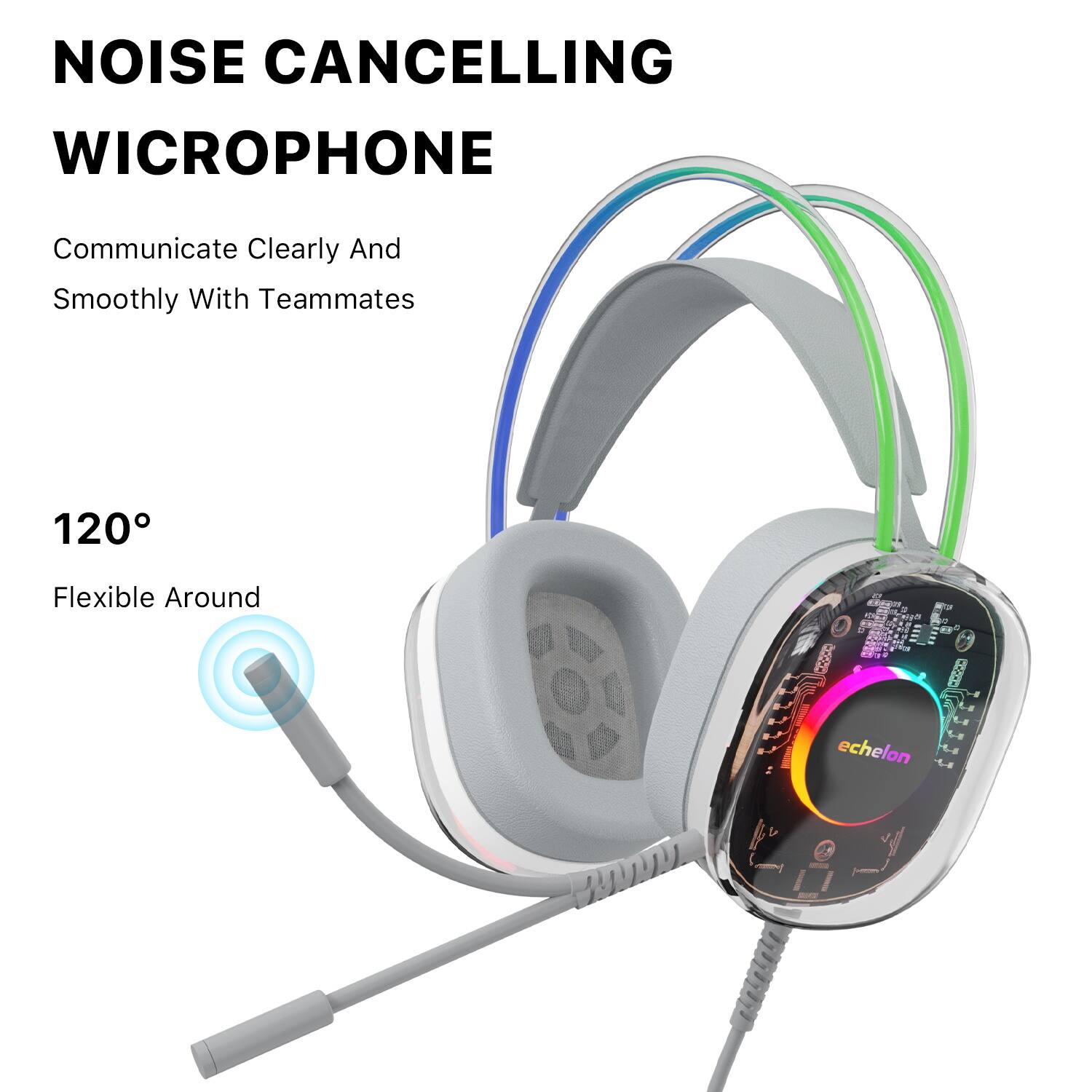 NOISE CANCELLING MICROPHONE

Communicate Clearly And Smoothly With Teammates

120° Flexible Around