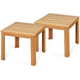 Gymax - 2PCS Wooden Square Side End Table Patio Coffee Bistro Table Indoor Outdoor - Natural
