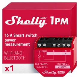 Shelly - 1PM Gen3 16A Smart Relay with Power Measurement (Wi-Fi & Matter) - Red