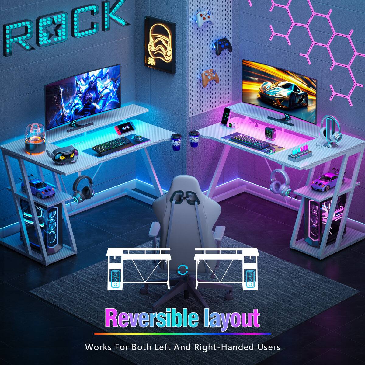 ROCK  
Reversible layout  
Works For Both Left And Right-Handed Users