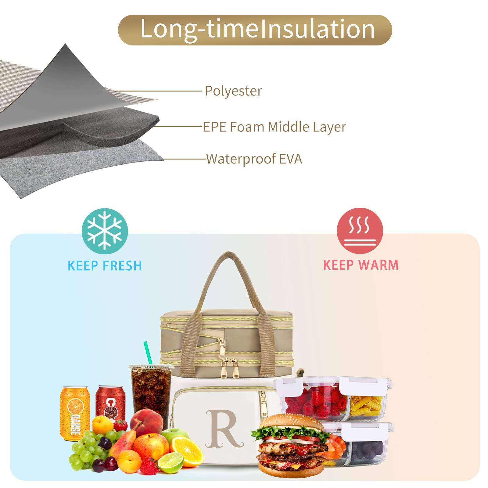 Alt View 1. Live At Space - Personalized Lunch Bag For Women Work  16l Initial Insulated Box Adult womens Gift Leakproof Lunchbag With Adjustable - Cow.