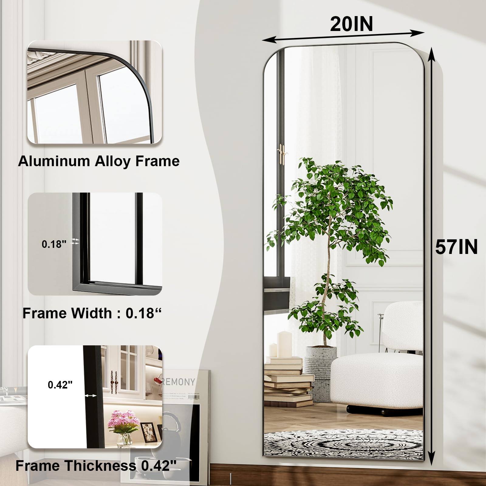 20IN Aluminum Alloy Frame  
Frame Width: 0.18"  
Frame Thickness: 0.42"  
57IN
