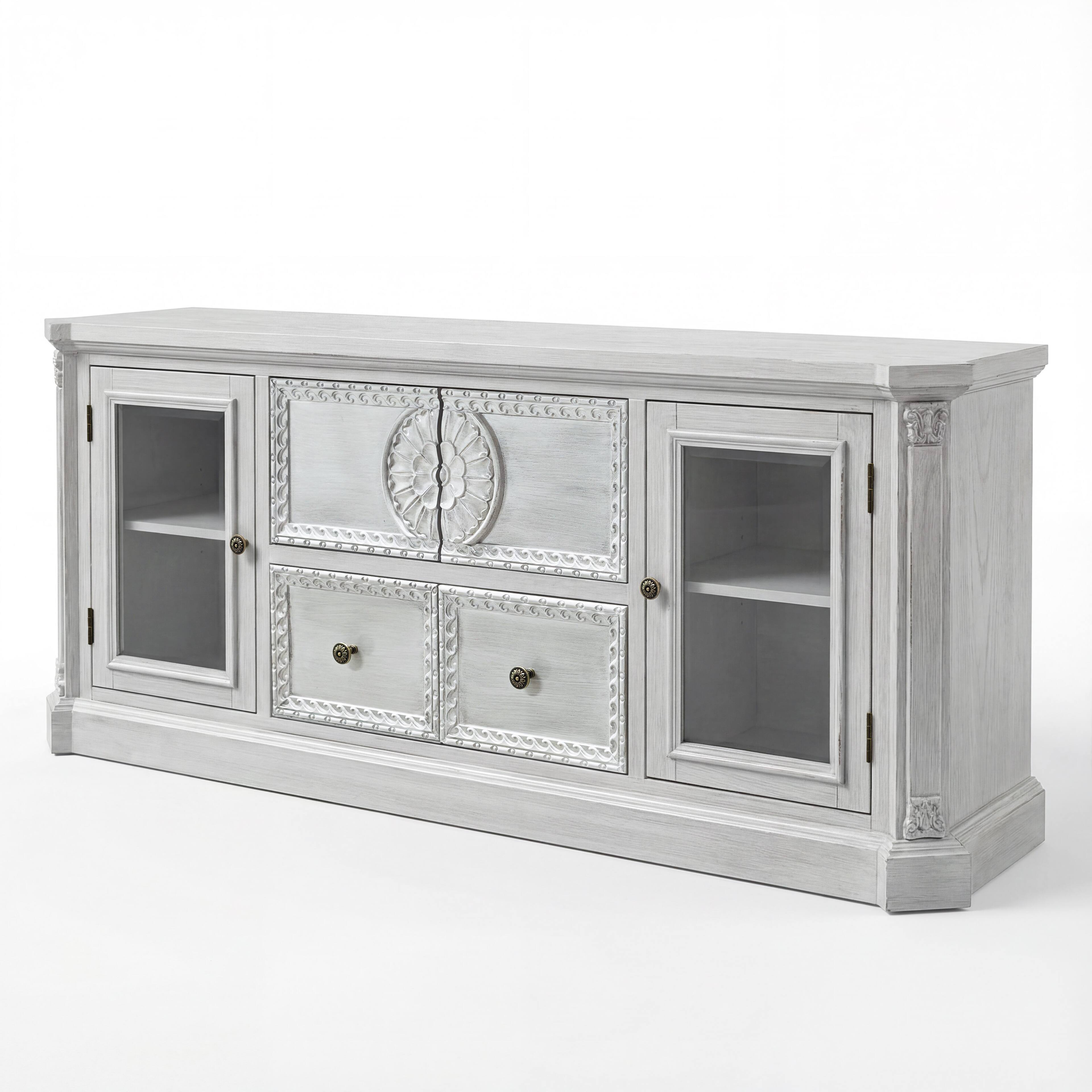 Alt View 8. Homsee - Solid Wood TV Stand for 70 Inch TV, Fully Assembled Classic Media Console with Storage Cabinets - White.