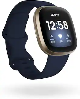 Fitbit - Refurbished Excellent - Versa 3 Health & Fitness Smartwatch with GPS, 24/7 Heart Rate, Alexa Built-in, 6+ Days Battery, Midnight Blue/Gol - Midnight Blue - (2020)