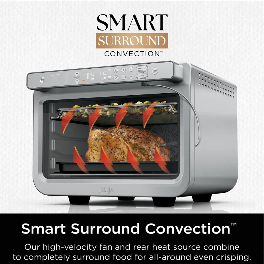 SMART SURROUND CONVECTION - Our high-velocity fan and rear heat source combine to completely surround food for all-around even crisping.