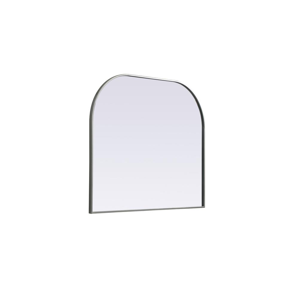 Left. Elegant Decor - Metal Frame Arch Mirror 40x34 Inch in Silver - Silver.