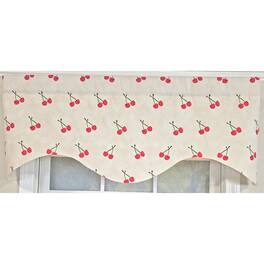RLF Home - 100% Cotton Cherry Dance Glory Fully lined Windows Rod Pocket Valance 50" x 16" - Red