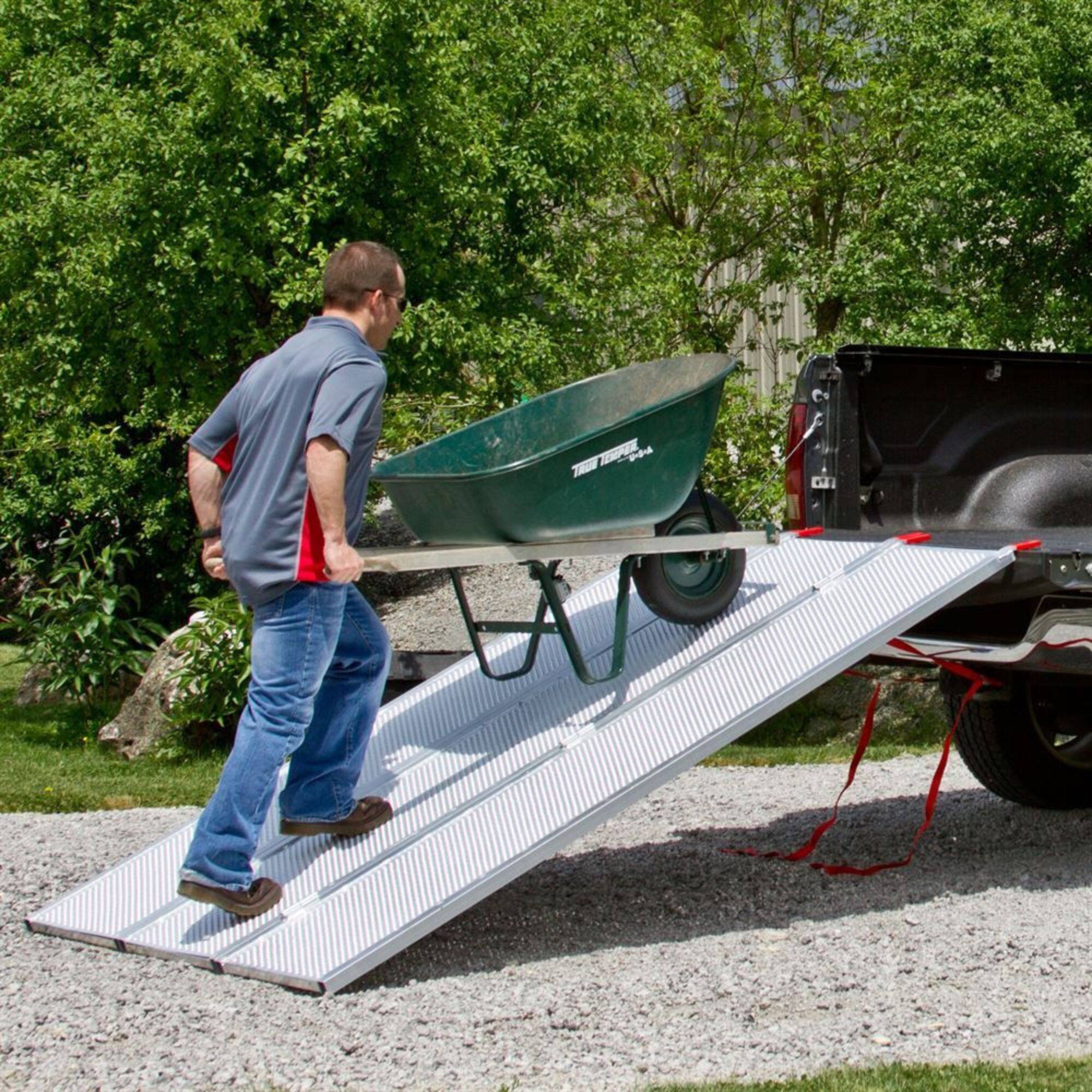 Alt View 4. Black Widow - Black Widow 7’ 10” Punch Plate Aluminum Wide ATV Ramp, 1500 Lbs Capacity, Silver - Silver.