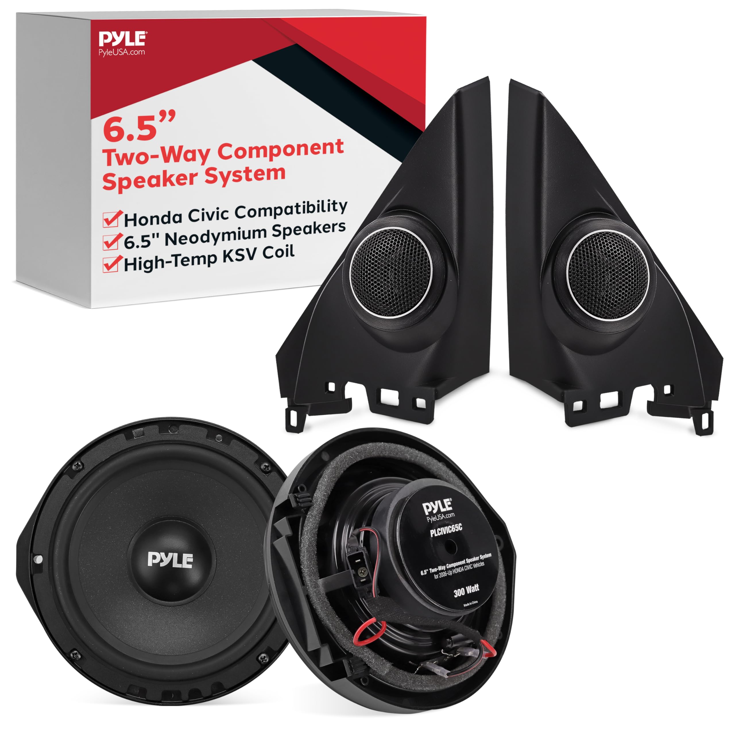 PYLE PyleUSA.com 6.5" Two-Way Component Speaker System Honda Civic Compatibility 6.5" Neodymium Speakers High-Temp KSV Coil PYLE PYLE PLCIV065SC - 300 Watt