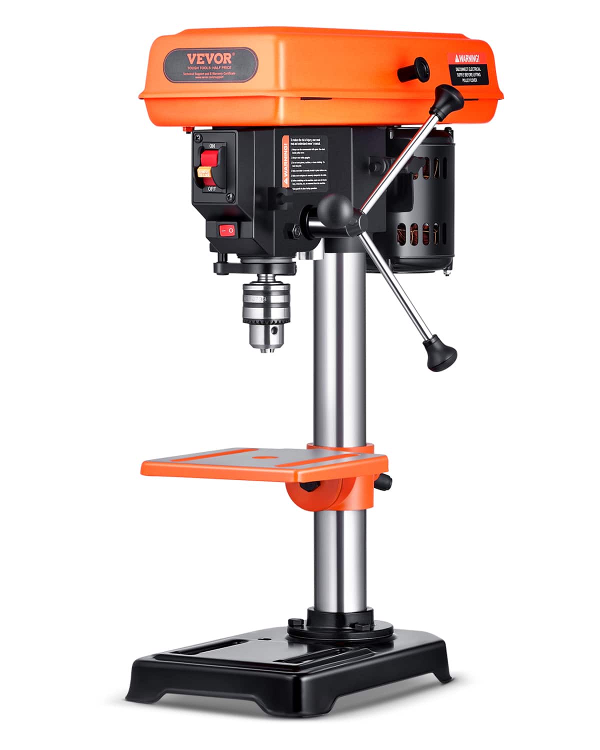 VEVOR - 8 in Benchtop Drill Press, 2.5A Induction Motor, Tabletop Drilling Machine with 620 / 1100 / 1720 / 2340 / 3100 RPM - Orange;Black price history on PriceWatchPro