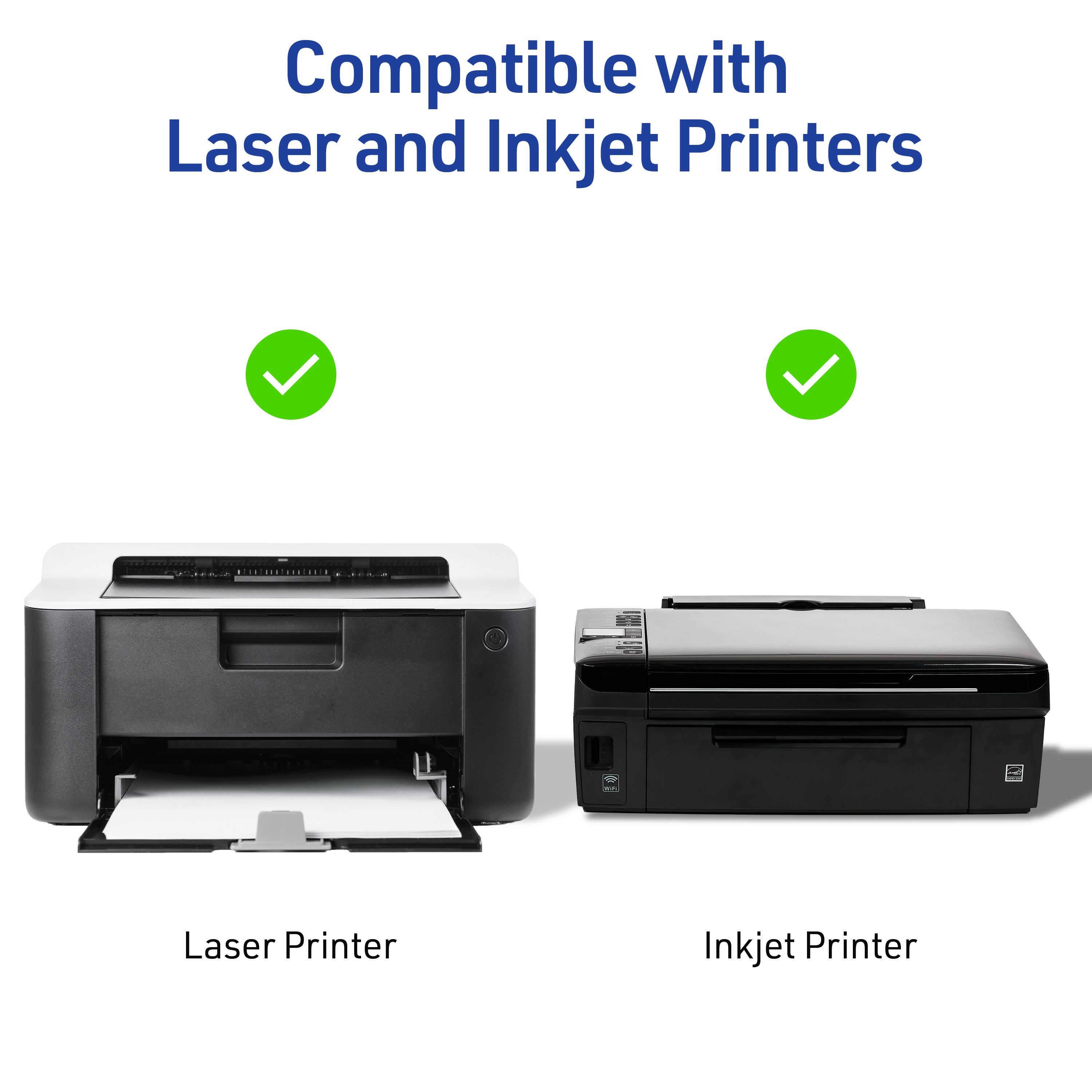 Compatible with Laser and Inkjet Printers

Laser Printer

Inkjet Printer