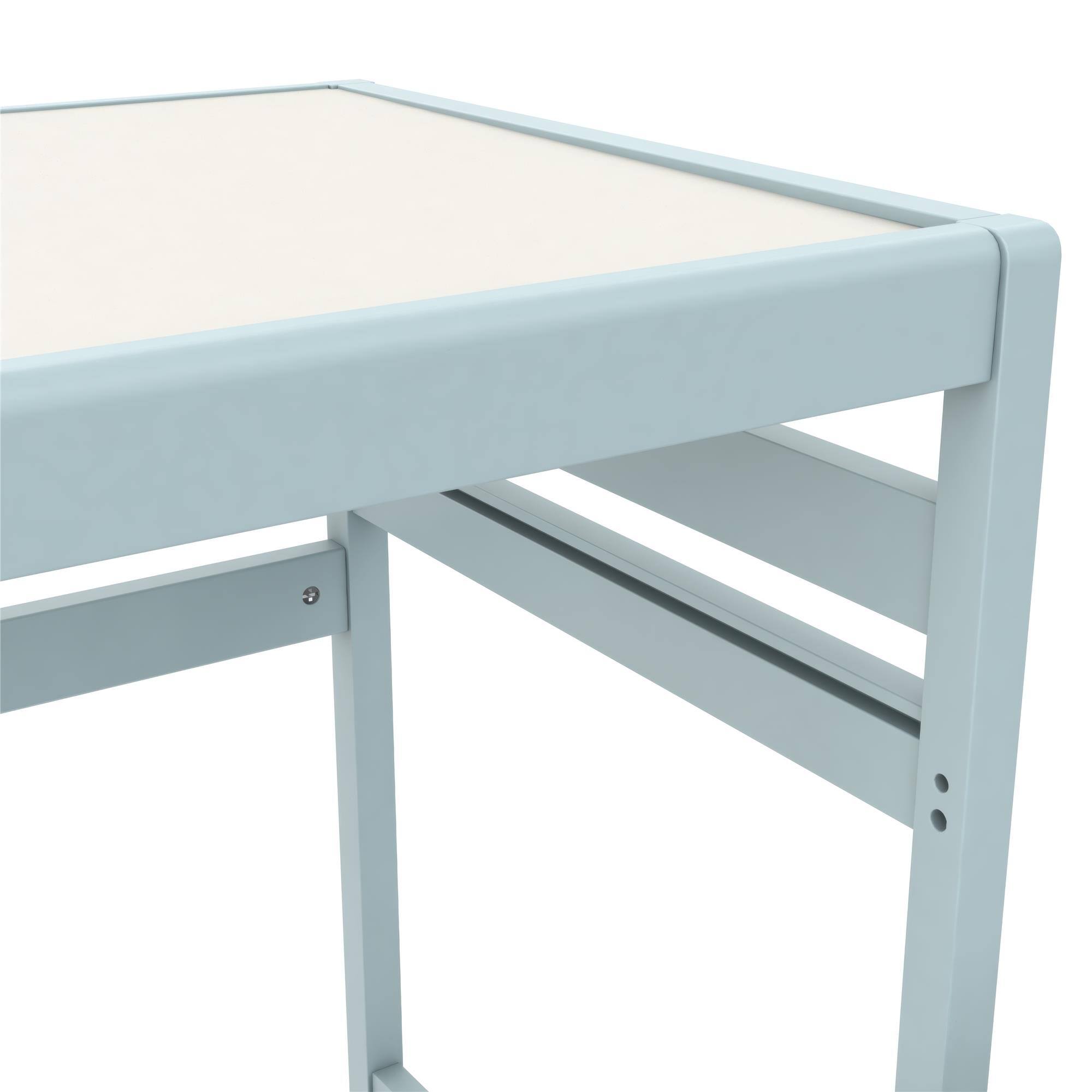 Alt View 4. Aukfa - 3-Piece Kids Activity Table Set - Adjustable Height Table & Chairs, Solid Wood, 31"W Table & 14"W Stools, 60lb Capacity - Blue.