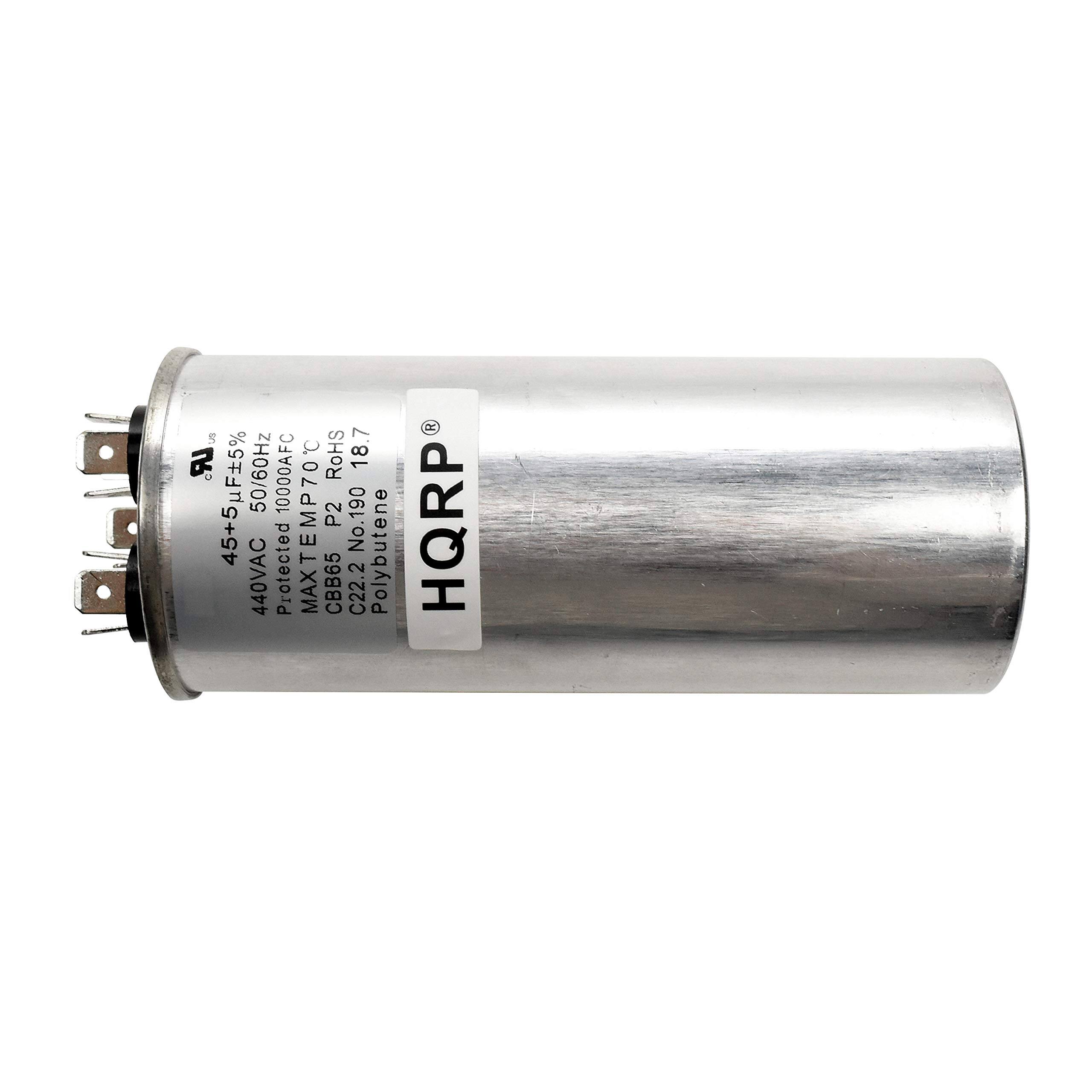 uS C 18.7 LR. 50/60Hz 10000AFC RoHS 45+5uF 5% EMP70 E T P2 No.190 Polybutene S HQRP 440VAC Protected MAX CBB65 C22.2

440VAC 50/60Hz 10000AFC RoHS 45+5uF 5% EMP70 E T P2 No.190 Polybutene S HQRP C22.2 N Polydiphenylene CBB65 Protected MAX T MA865 2.7 18.7