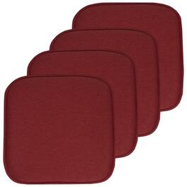 Sweet Home Collection - Charlotte Jacquard Memory Foam No Slip Back 16" x 16" Chair Pad Cushion, 4-Pack - Wine