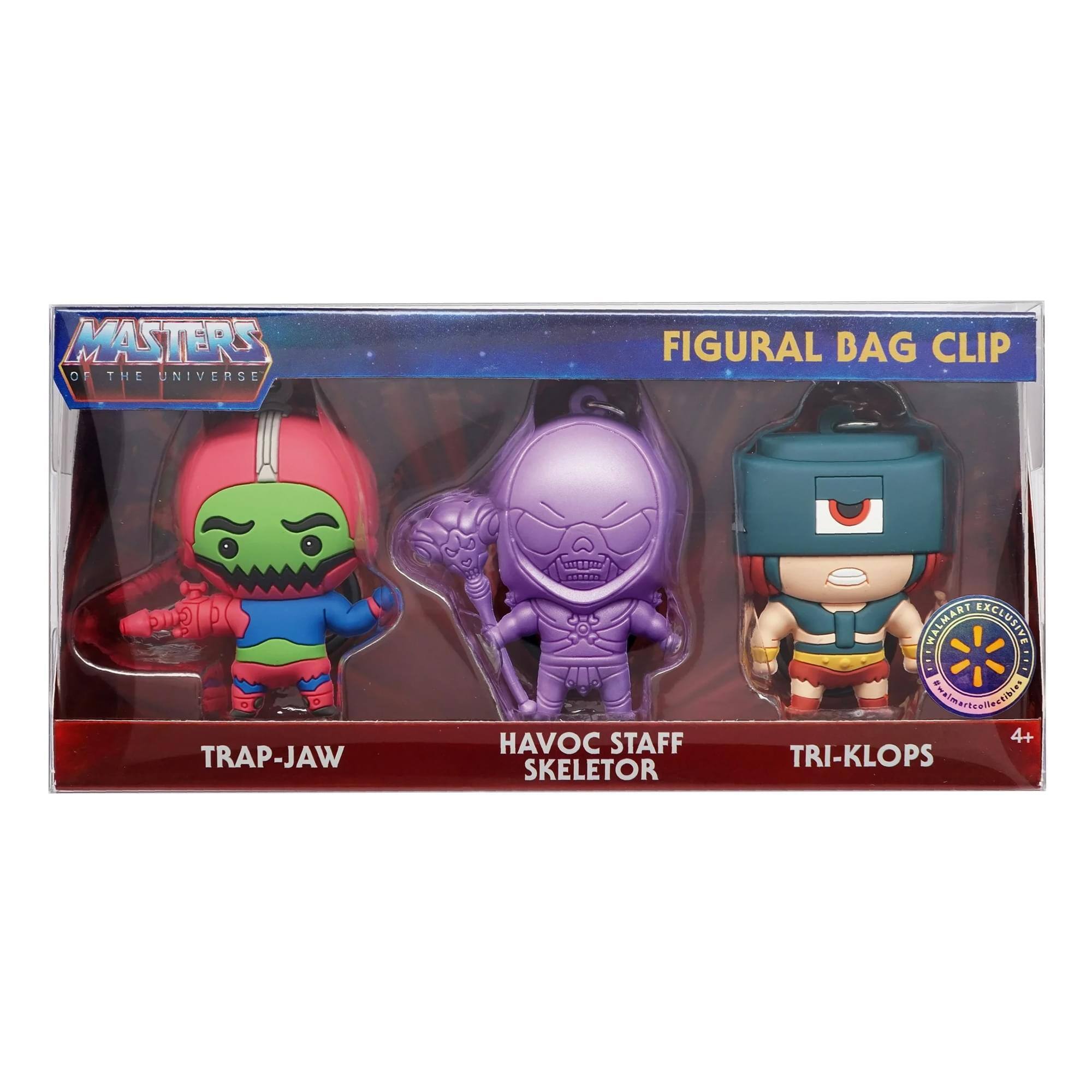 MASTERS OF THE UNIVERSE FIGURAL BAG CLIP  
TRAP-JAW  
HAVOC STAFF SKELETOR  
TRI-KLOPS  
Walmart Exclusive  
4+
