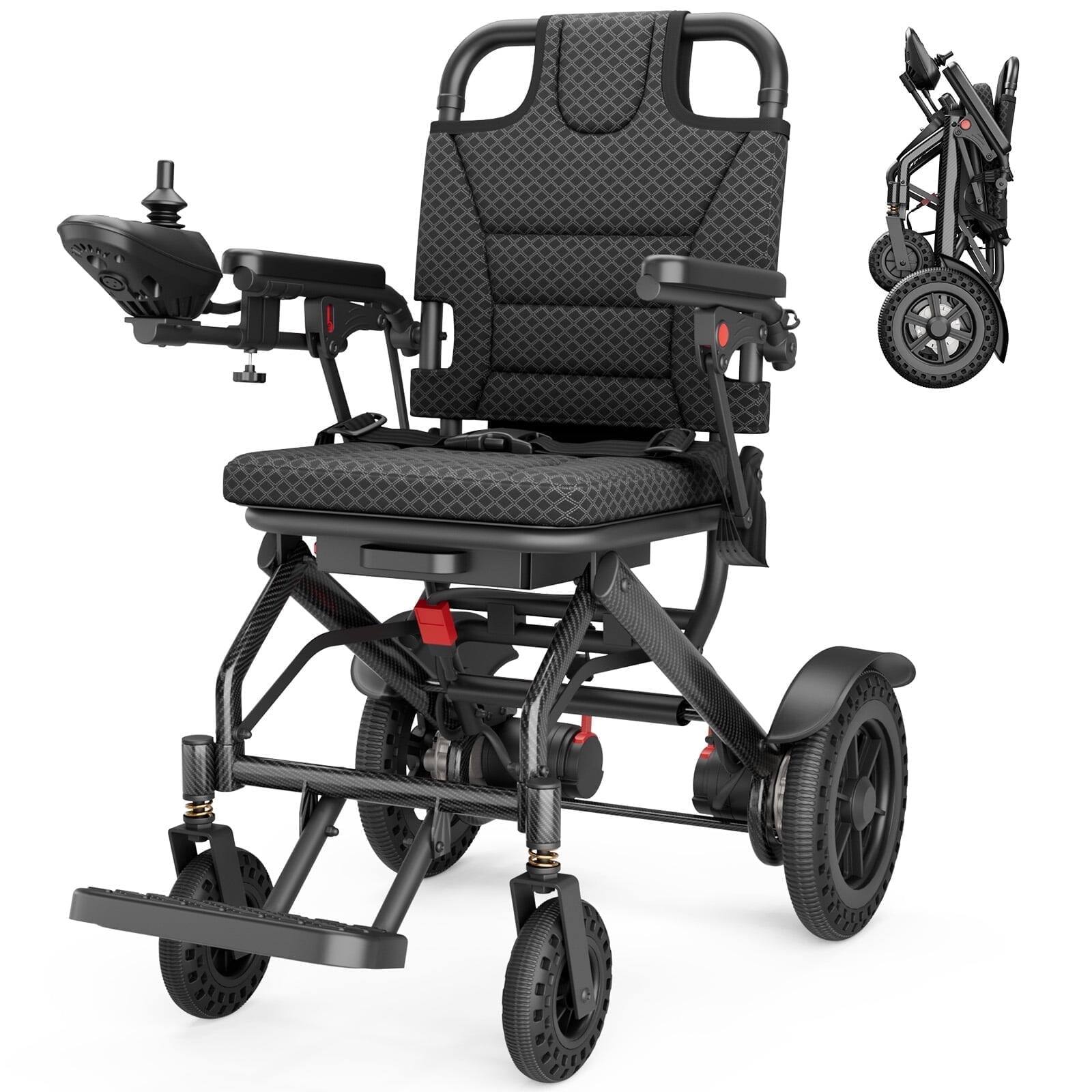 Mirfee - Lightweight Foldable Waterproof Circuit Design Electric Wheelchair - Black