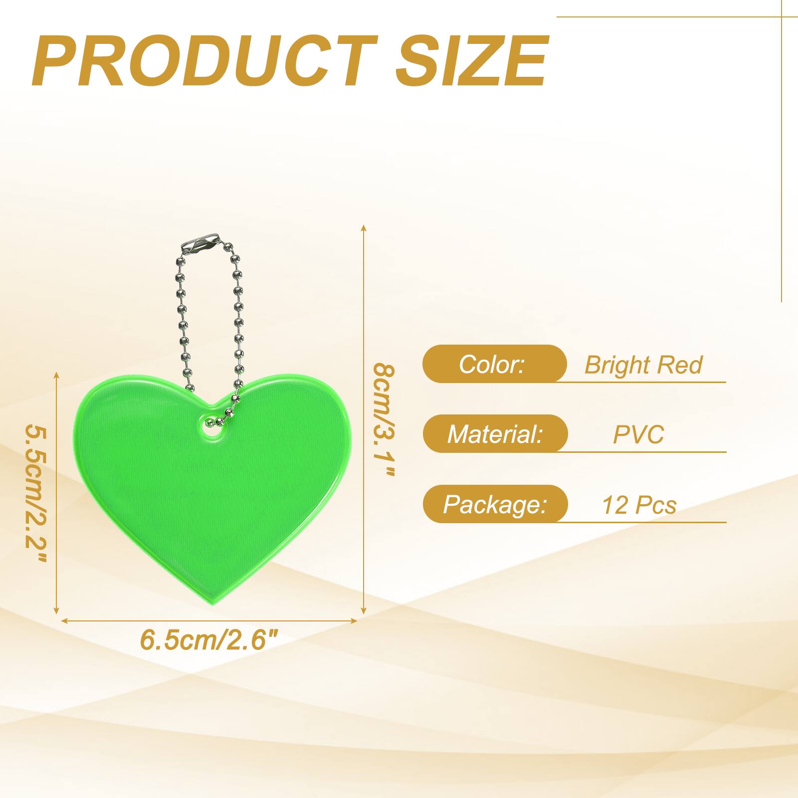 PRODUCT SIZE  
5.5cm/2.2"  
6.5cm/2.6"  
8cm/3.1"  

Color: Bright Red  
Material: PVC  
Package: 12 Pcs