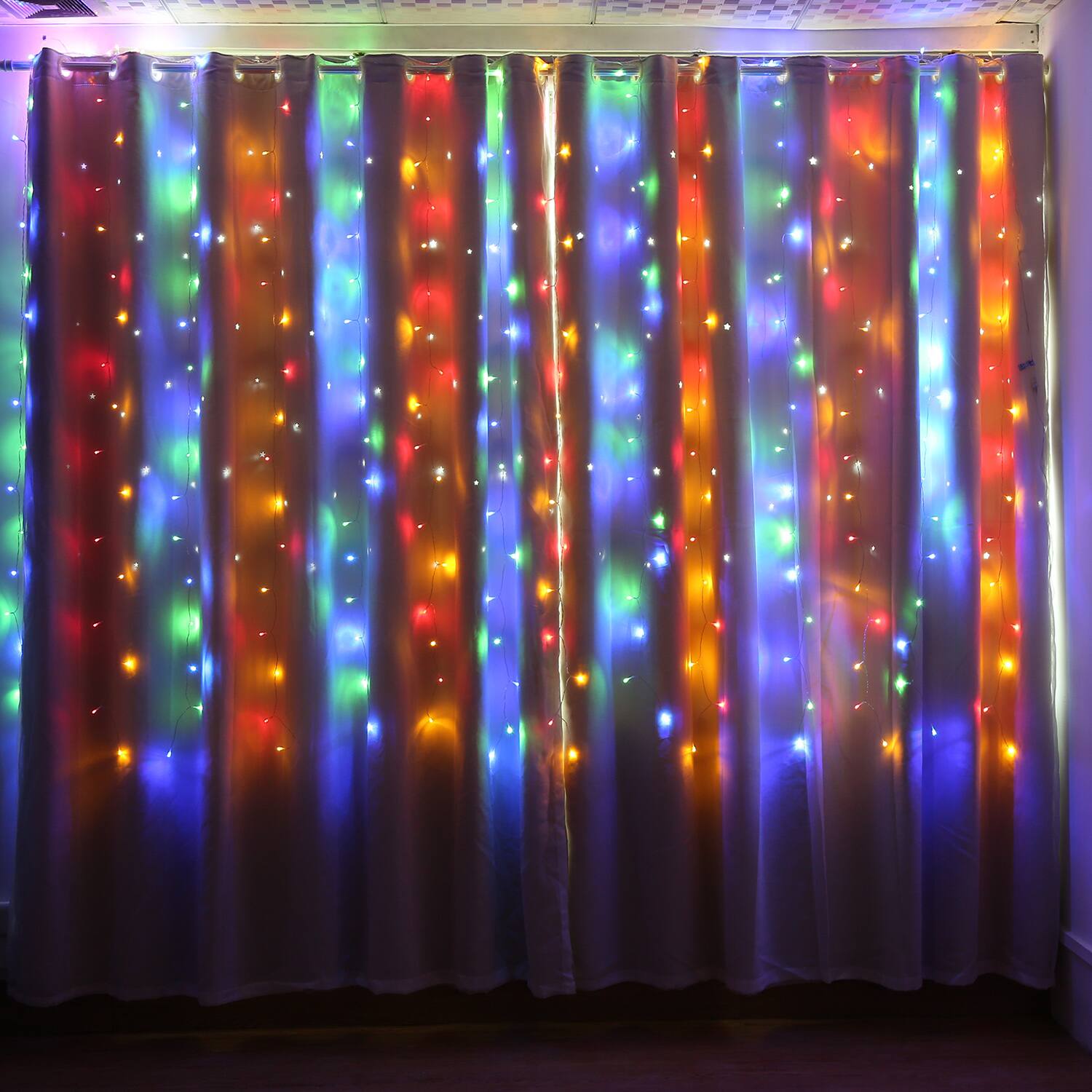 Alt View 3. IMAGE - 19.6*6.6FT 448 LED String Fairy Curtain Lights Multi-color - Multicolor.