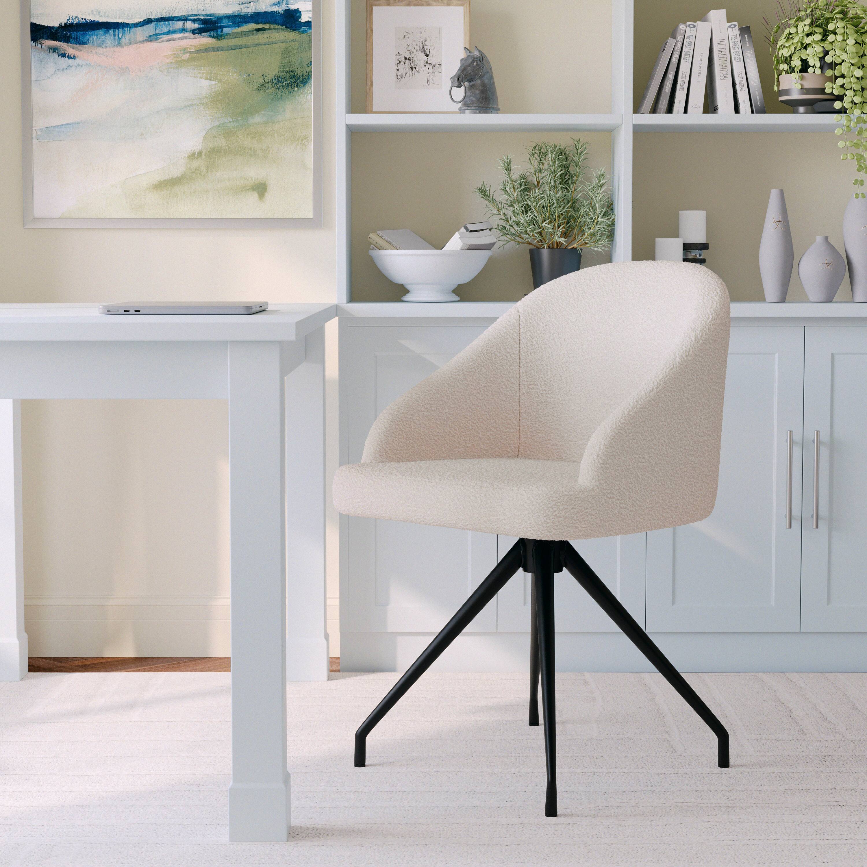 Alt View 15. Martha Stewart - Sora Boucle Upholstered Office Chair - White Boucle/Oil Rubbed Bronze.