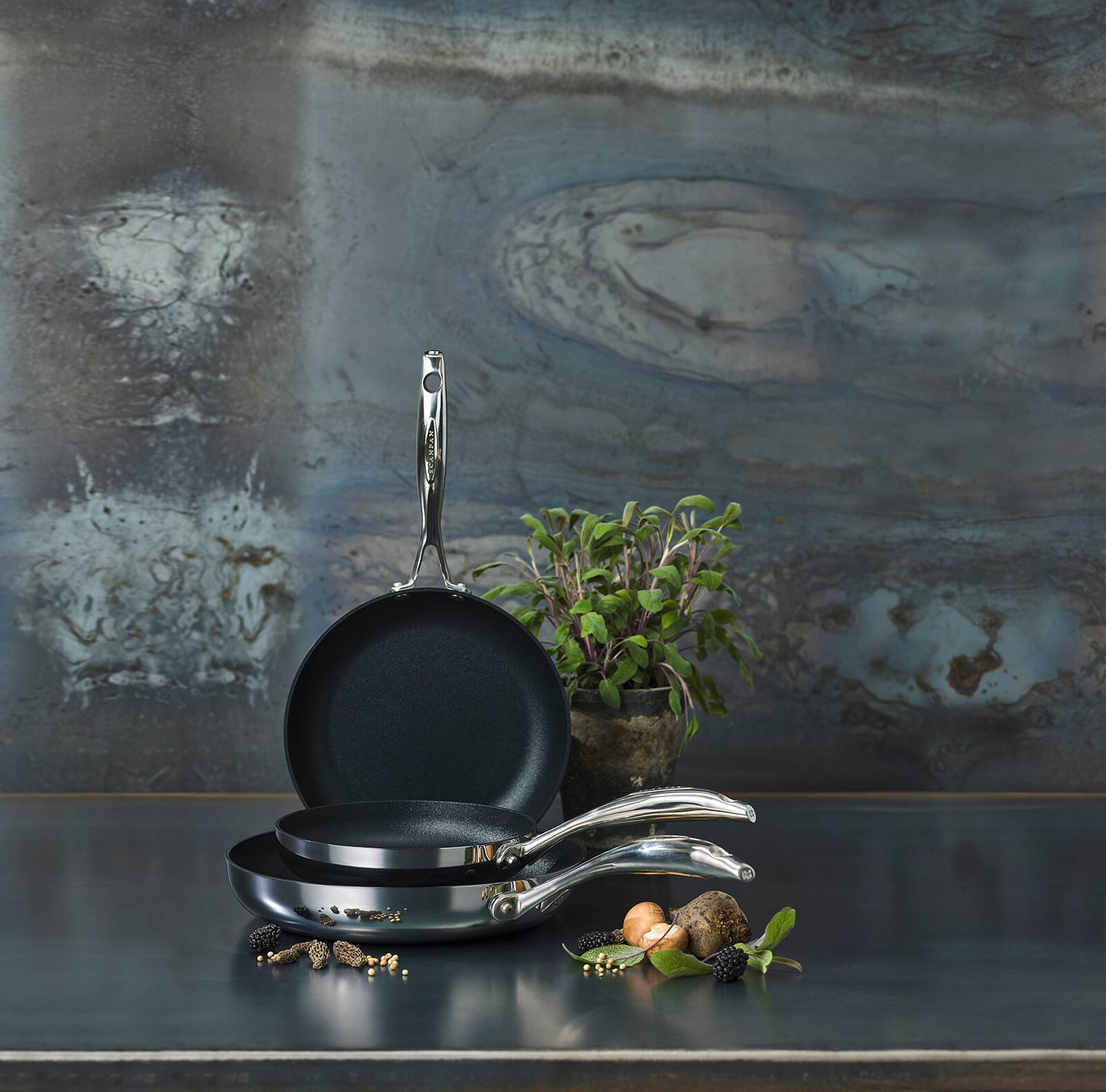 Alt View 1. Scanpan - Haptiq Stainless Steel Nonstick 8-Inch Fry Pan - Black.