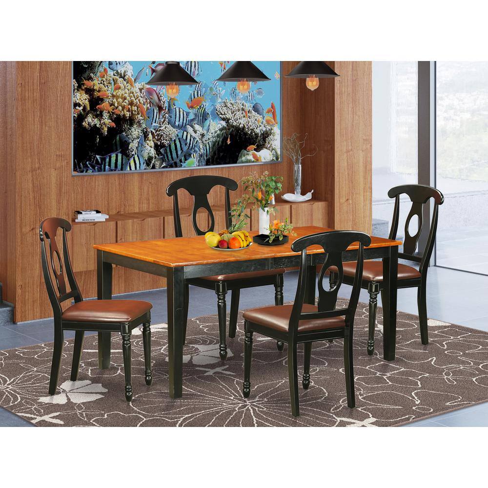 Back. East West Furniture - 5 PC Dining room set-Dining Table and 4 Wood Dining Chairs - Black & Cherry.