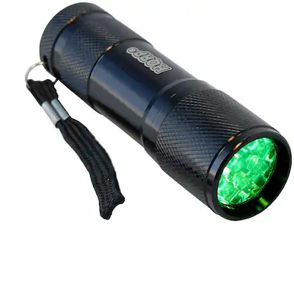 Front. HQRP - Pocket Green LED Flashlight - 9 LED Aluminum Torch, Single Mode, Night Fishing, Hunting, Walking.