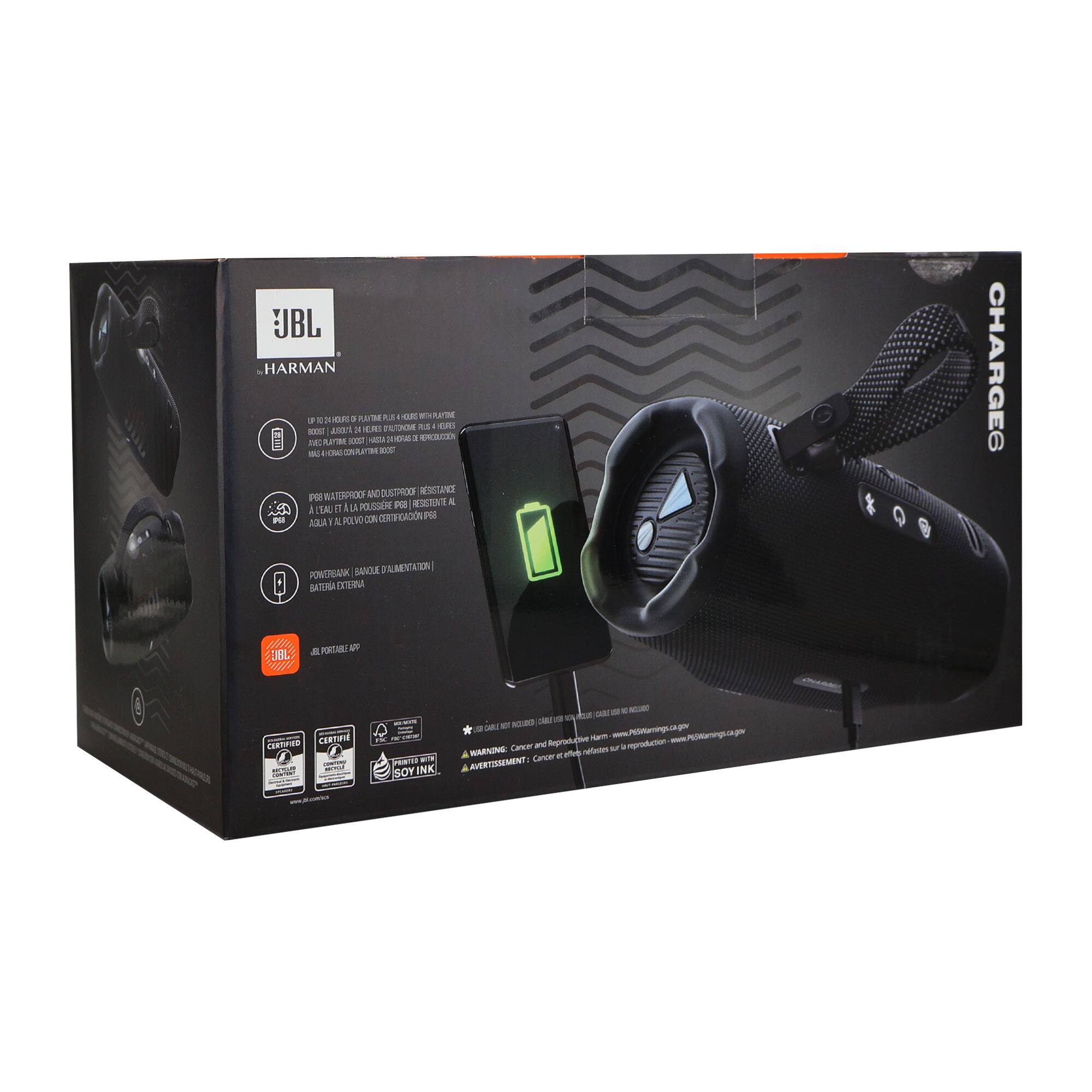 Sure, here is the corrected and grouped text from the image:

---

**JBL**  
**HARMAN**

**CHARGE 6**

**UP TO 20 HOURS OF PLAYTIME**  
**IPX7 WATERPROOF**  
**WIRELESS BLUETOOTH SPEAKER WITH LIGHTING**  
**BUILT-IN SPEAKER**  
**WATERPROOF AND ELECTROLYTE RESISTANT**  
**POWERBANK AND BATTERY**  
**BATTERY**  
**PORTABLE**  
**CERTIFIED**  
**SOY INK**  
**WARNING: Cancer and Reproductive Harm - www.P65Warnings.ca.gov**  
**AVERTISSEMENT: Cancer et Reproduction - www.P65Warnings.ca.gov**  
**AVERTISSEMENT: Cancer et Reproduction - www.P65Warnings.ca.gov**  
**www.P65Warnings.ca.gov**  
**www.P65Warnings.ca.gov**  
**www.P65Warnings.ca.gov**  
**www.P65Warnings.ca.gov**  
**www.P65Warnings.ca.gov**  
**www.P65Warnings.ca.gov**  
**www.P65Warnings.ca.gov**  
**www.P6