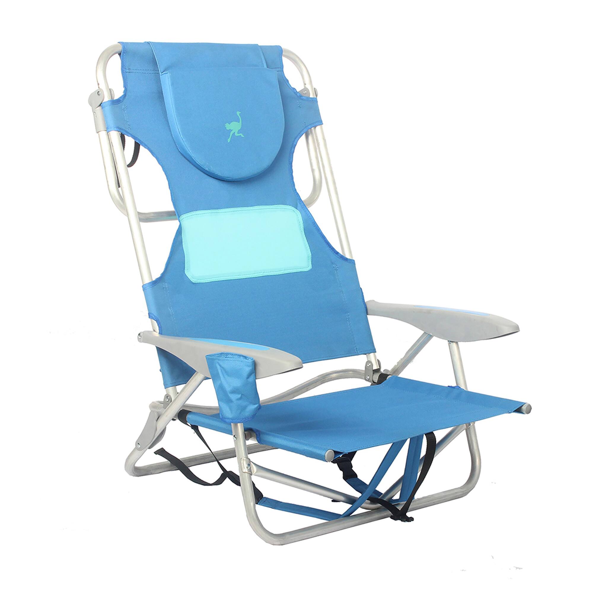 Alt View 10. Ostrich - Ostrich 3N1 Reclining Chair and Ladies Comfort On-Your-Back Beach Chair, Blue - Blue.