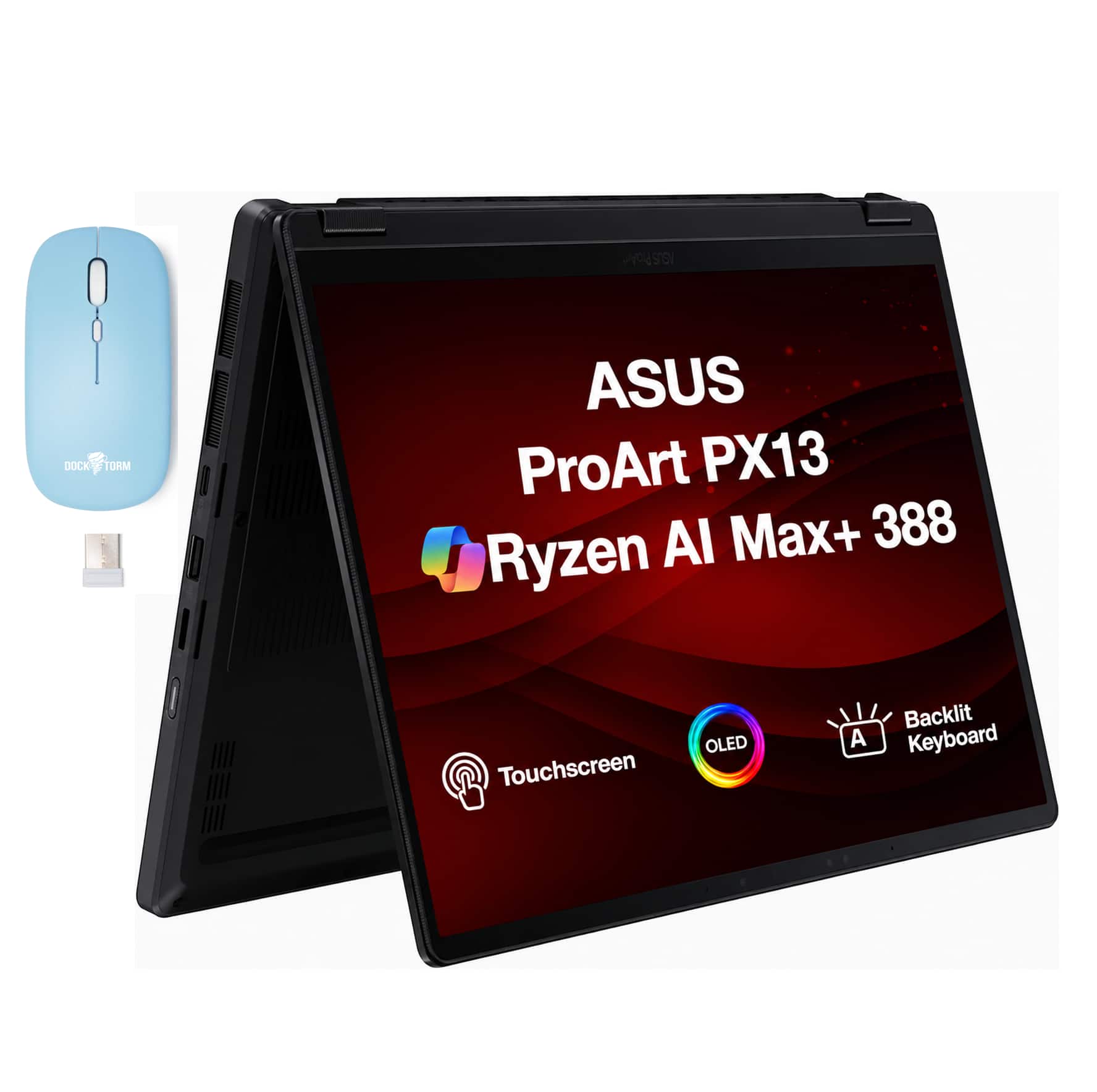 ASUS - Upgraded - ProArt PX13 2-in-1 Laptop 13.3 2.8K Display (Ryzen AI Max+ 388, 32GB, Win 11 Pro) w/Dockztorm Wireless Mouse - Nano Black