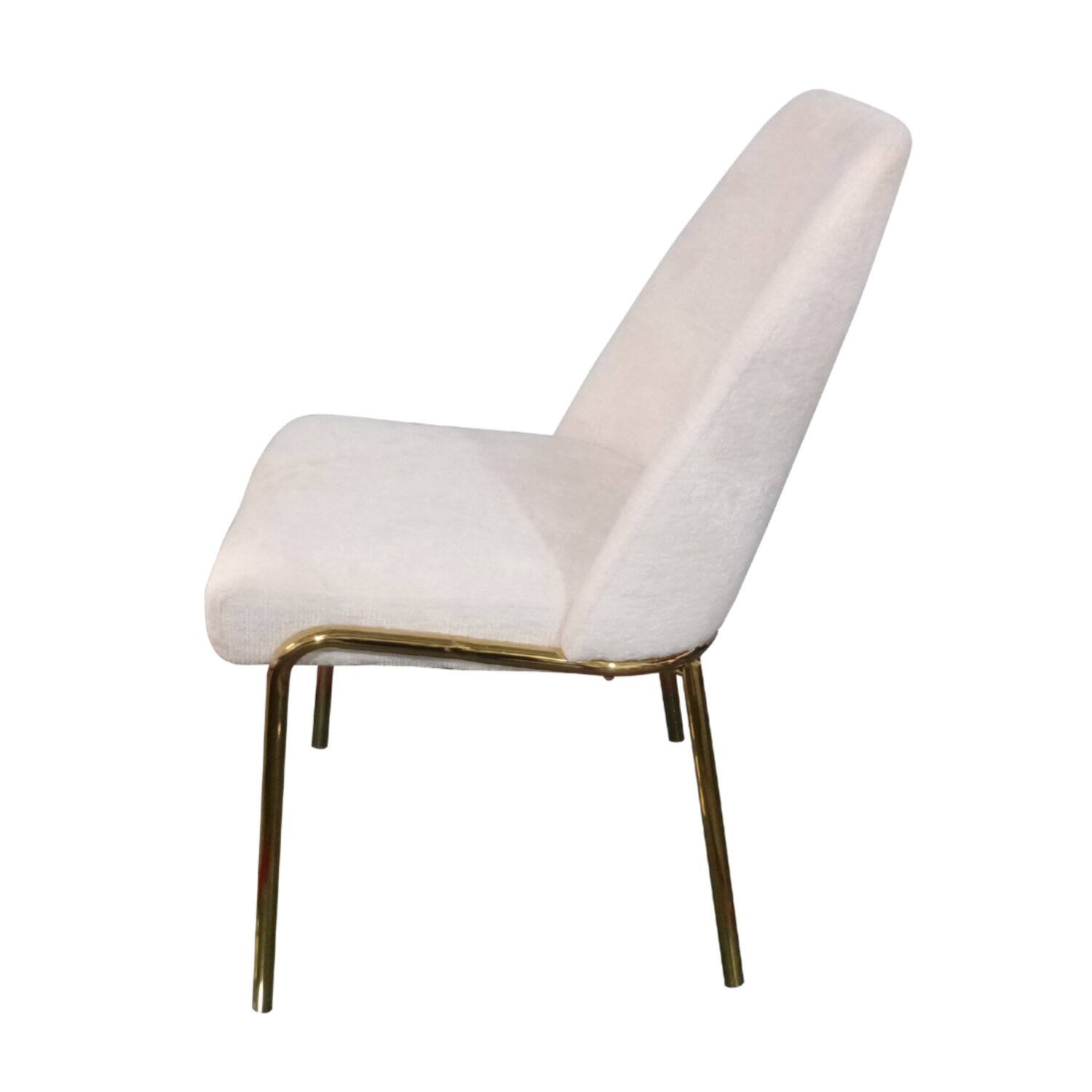 Alt View 6. LeisureMod - Lumen Modern Upholstered Dining Chair with Curved Back & Gold Steel Legs - Accent Side Chair - White Boucle.